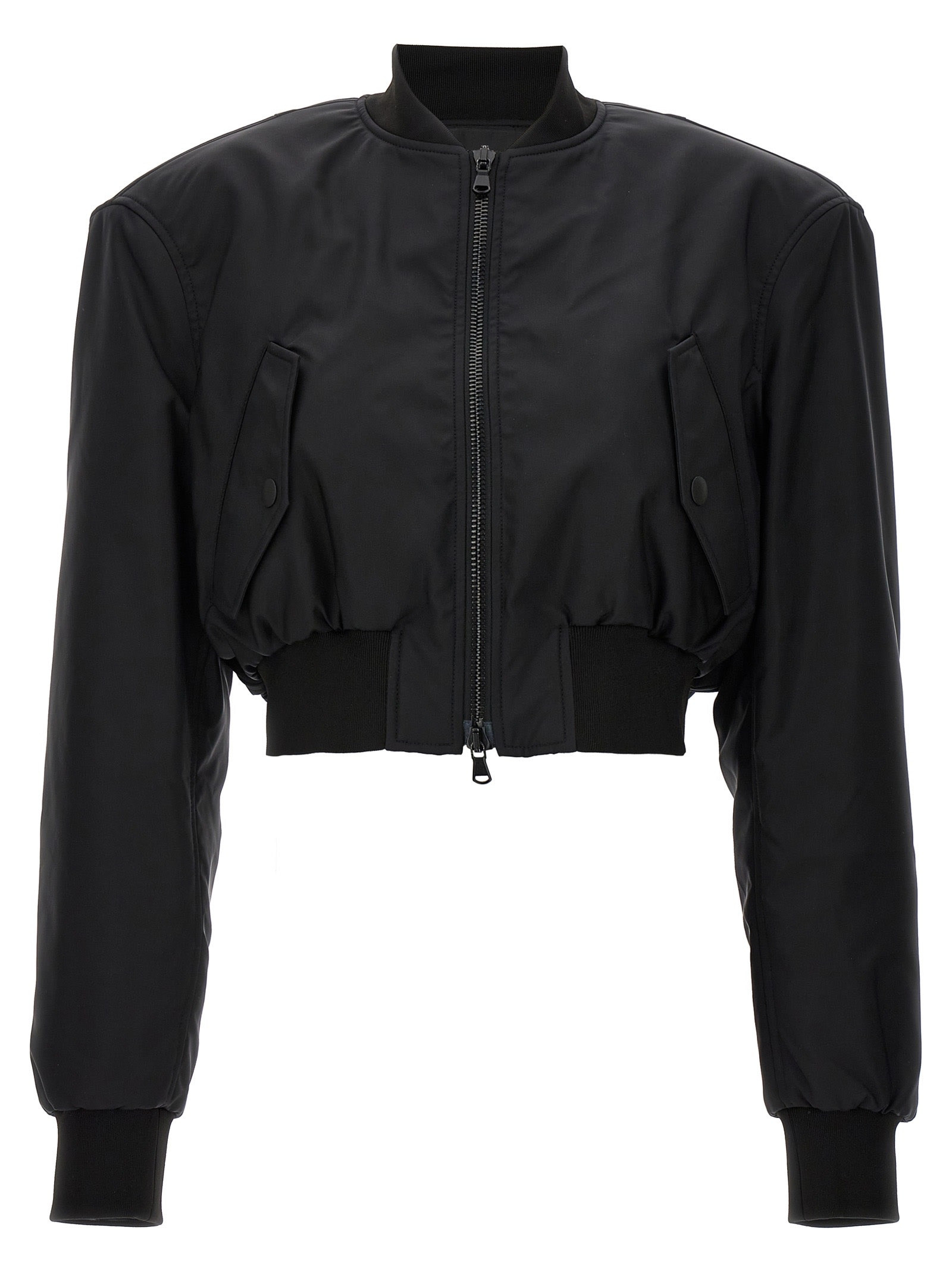 Shop Wardrobe.nyc Cropped Bomber Jacket In Black
