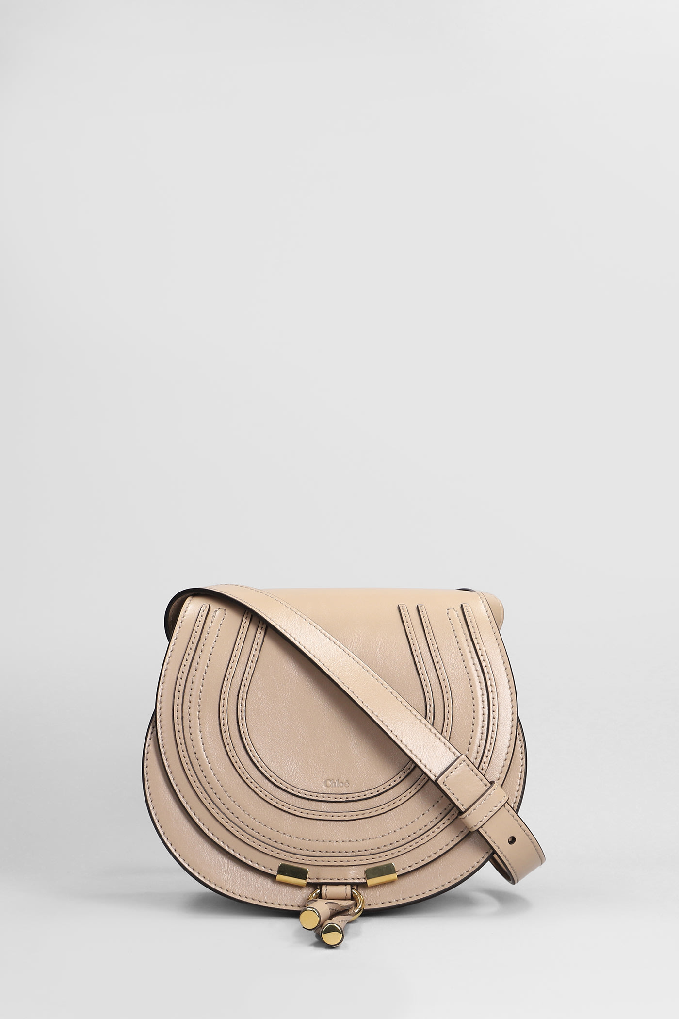 Shop Chloé Marcie Shoulder Bag In Beige Leather