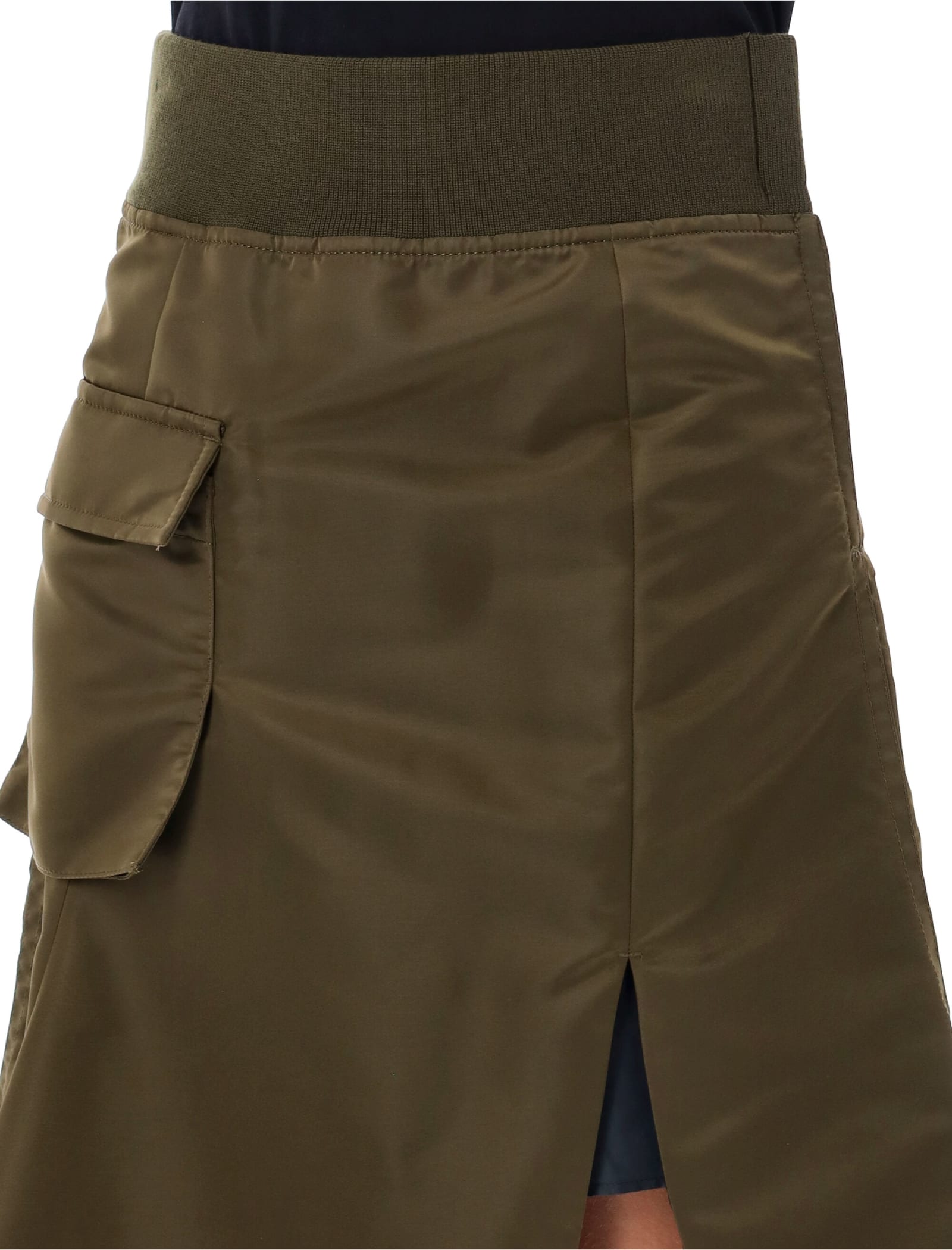 Shop Sacai Midi Skirt Nylon Bomber In Olive