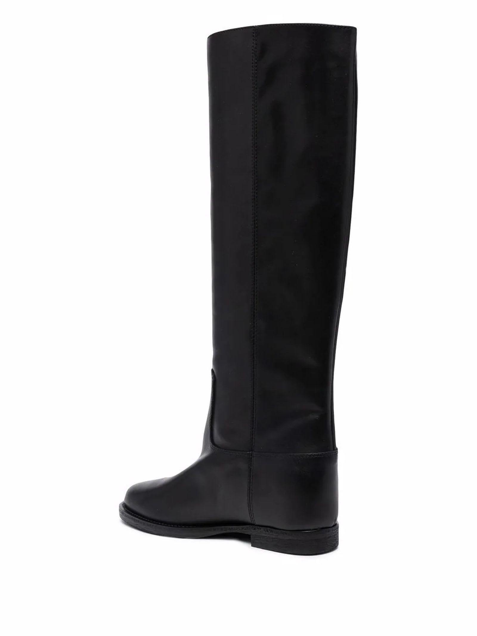 Shop Via Roma 15 Black Leather Knee-length Boots