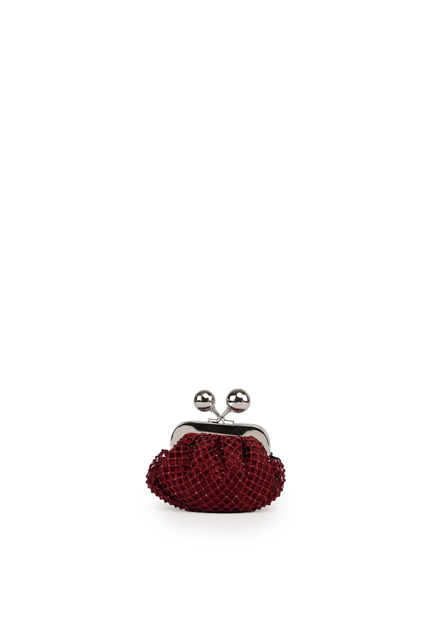 Shop Weekend Max Mara Pasticcino Nano Dilly Bag In Mesh And Rhinestones In Rubino