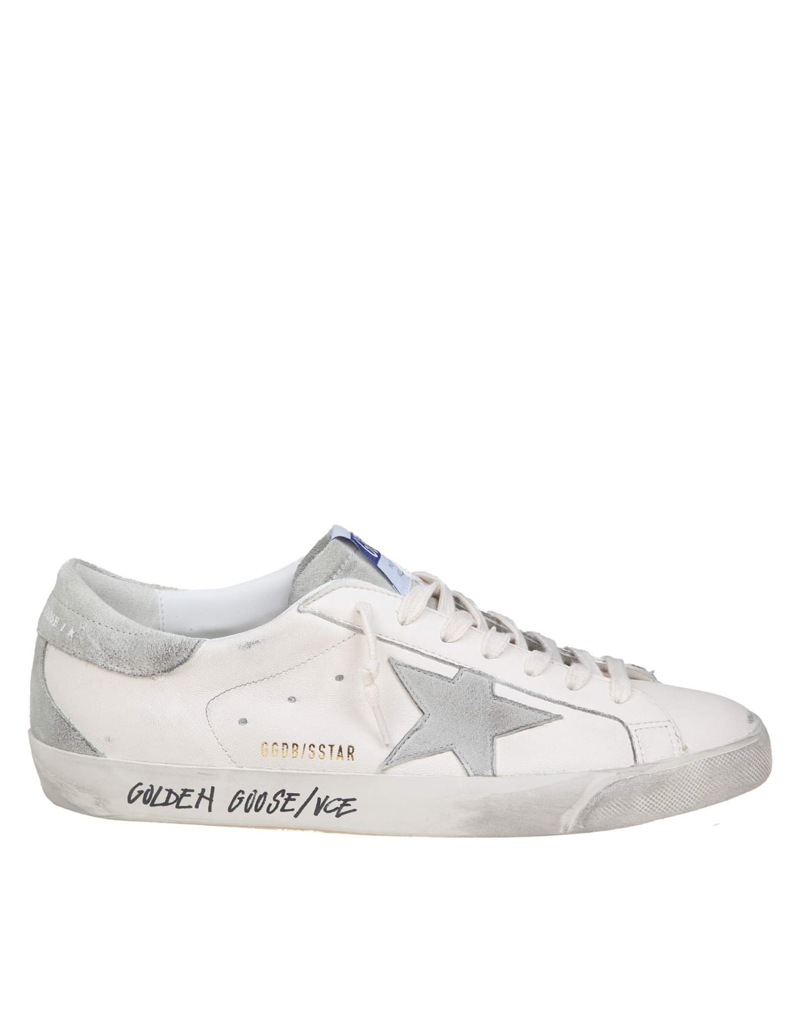 Shop Golden Goose Super Star In White/grey Leather In White/ice Grey