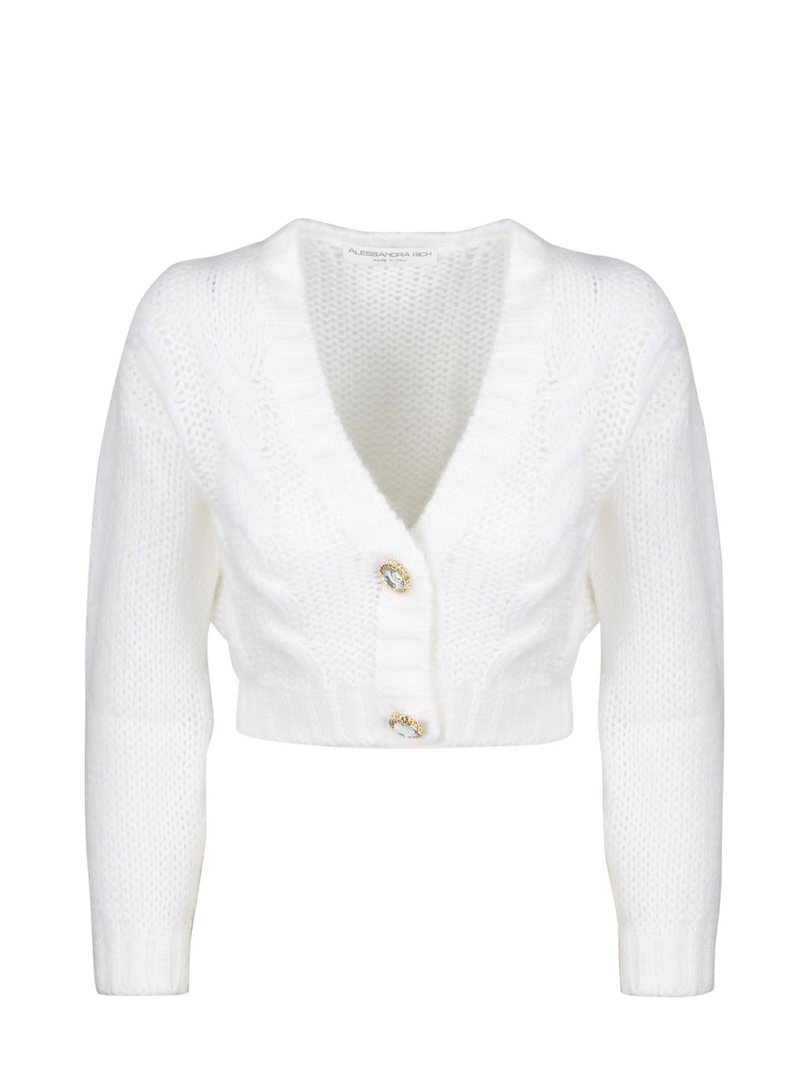 ALESSANDRA RICH WOOL MOHAIR CROPPED CARDIGAN,11518181