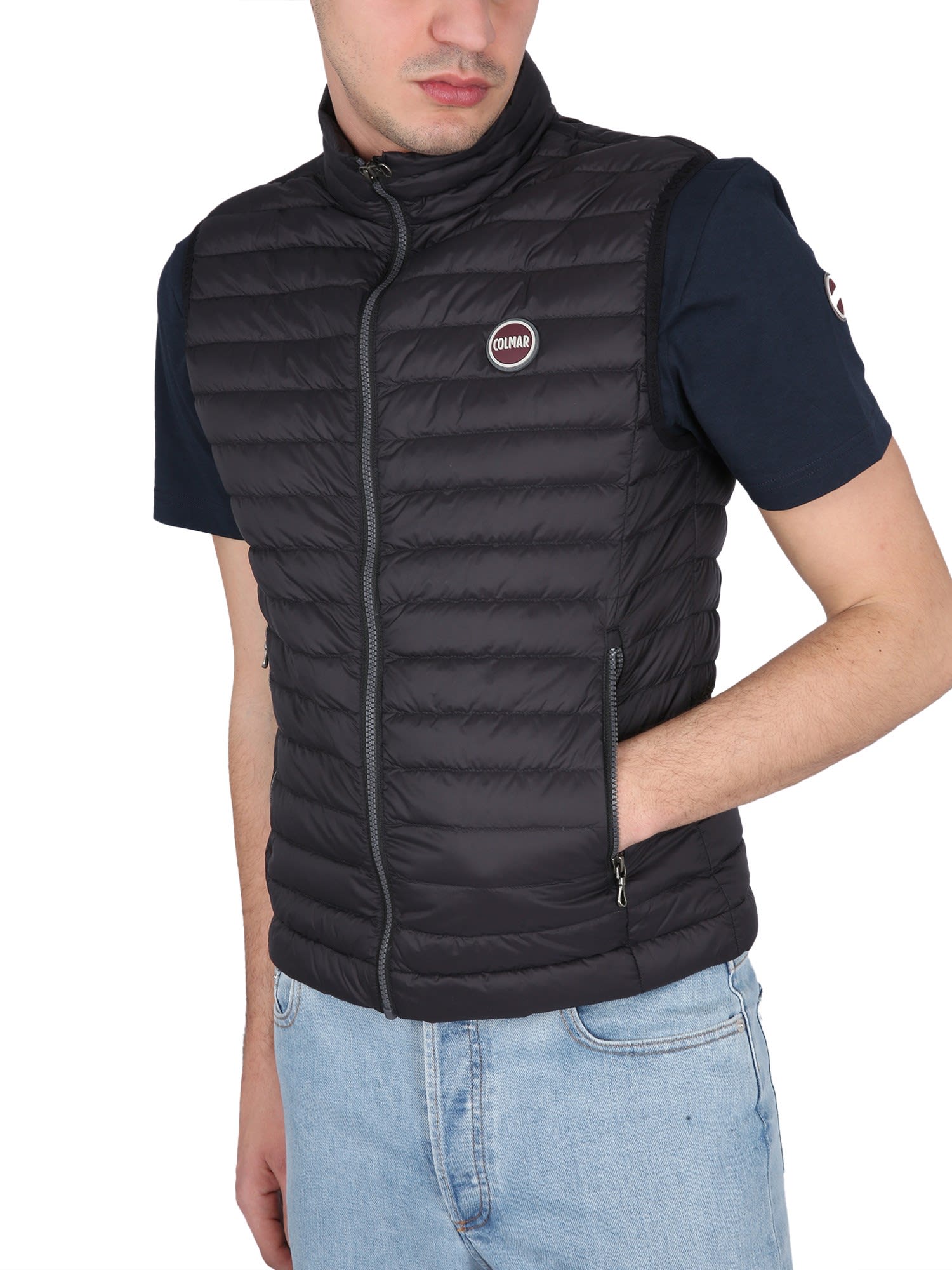 Shop Colmar Padded Vest With Logo In Black