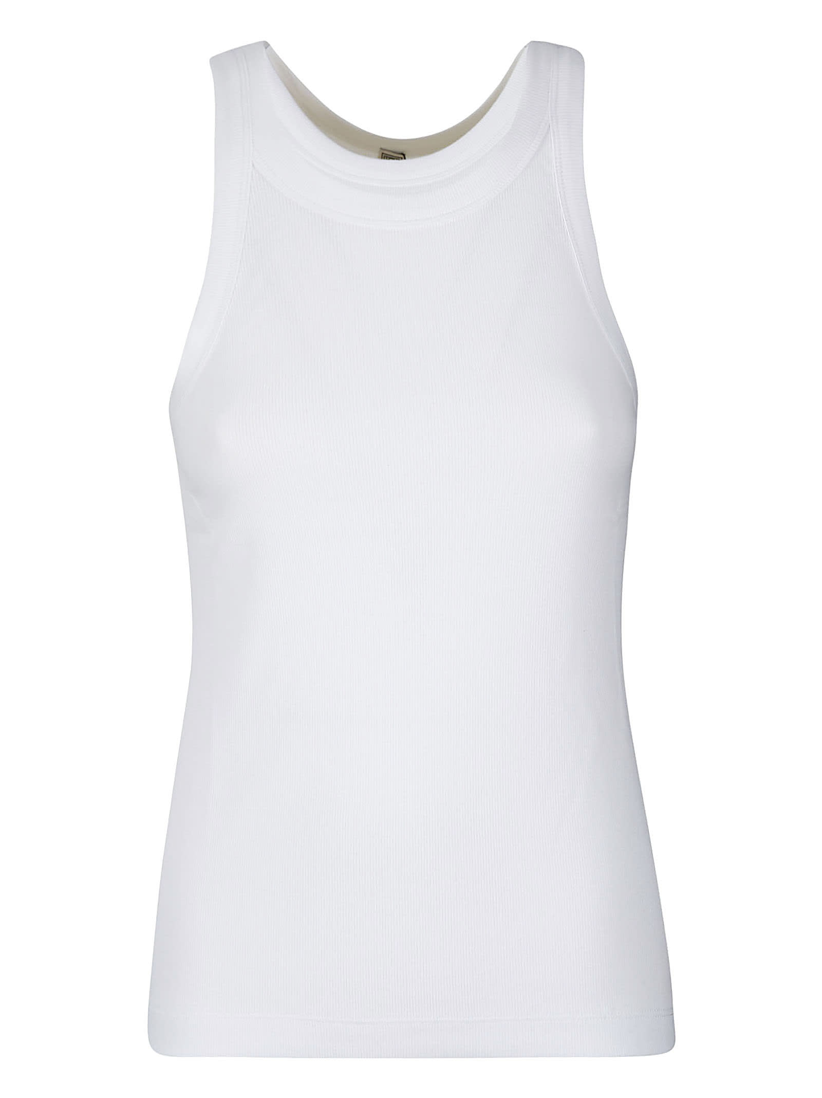 Curved Rib Tank Top In White