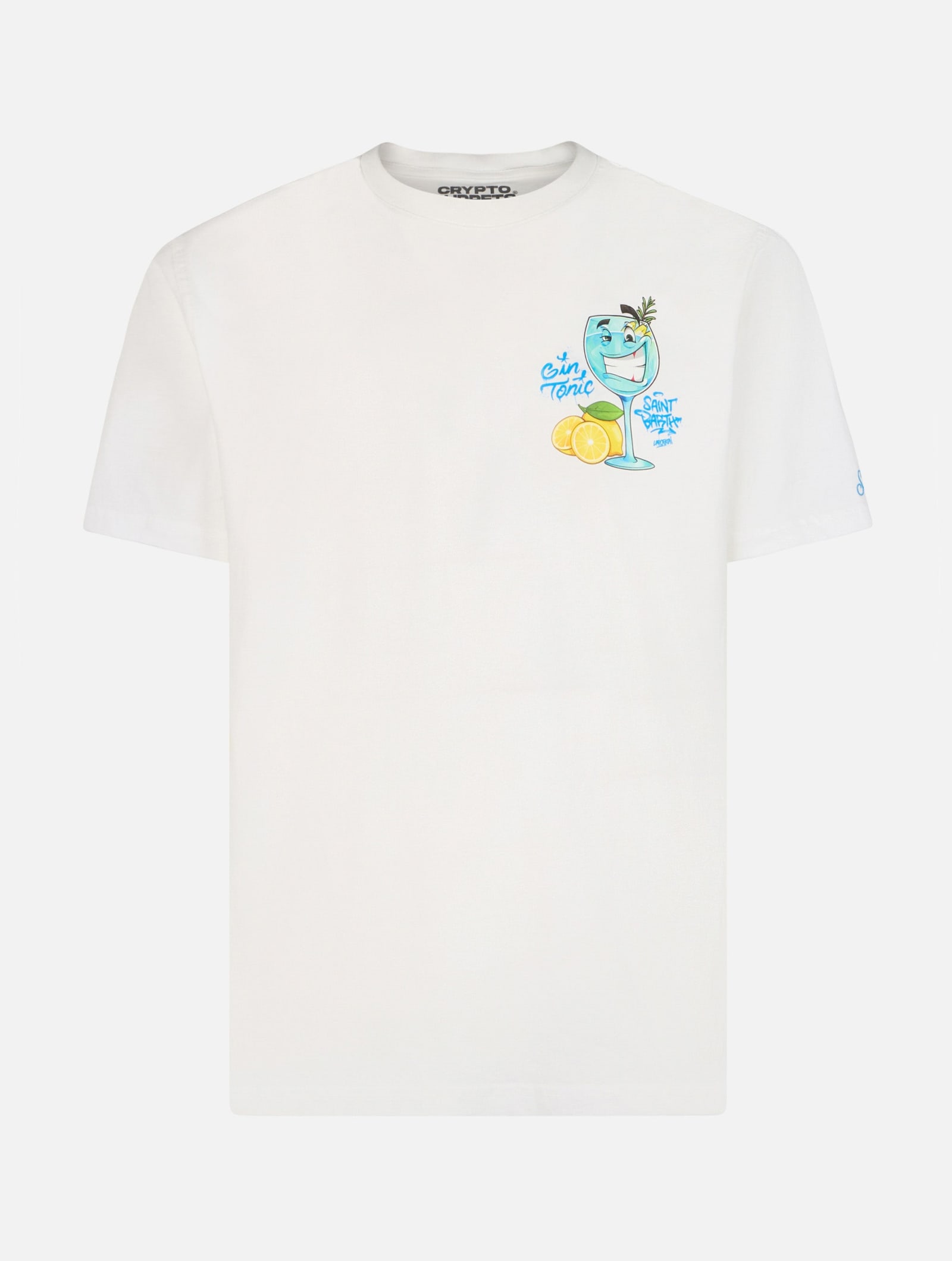Mc2 Saint Barth Cotton Classic T-shirt Cpt Gin Tonic T-shirt In White