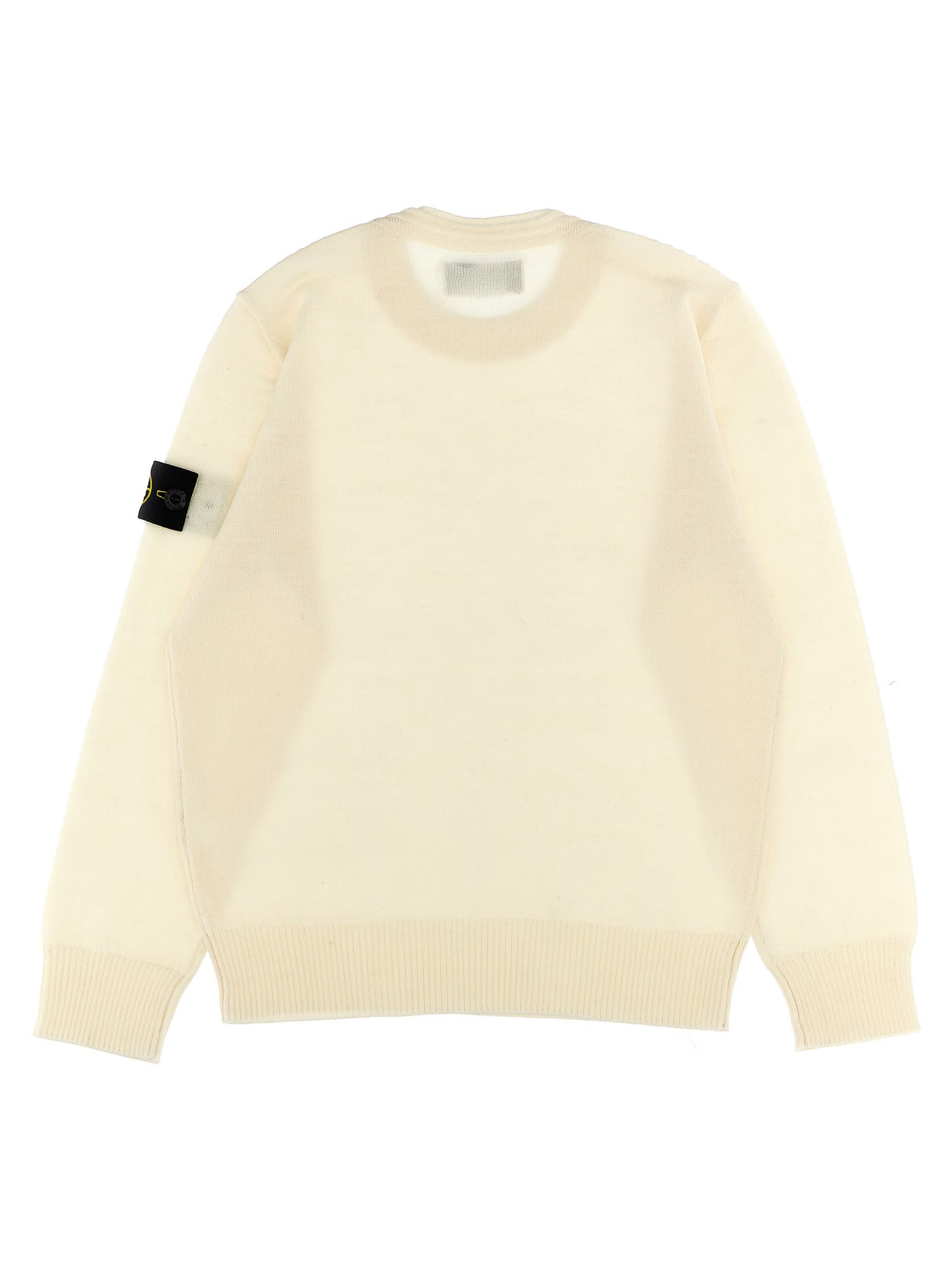 Stone Island Compass-motif Organic Cotton Sweatshirt In White