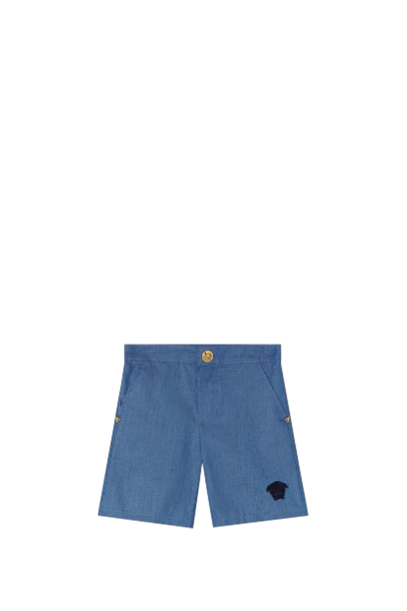 Versace Kids' Medusa Baby Shorts In Chambray In Blue