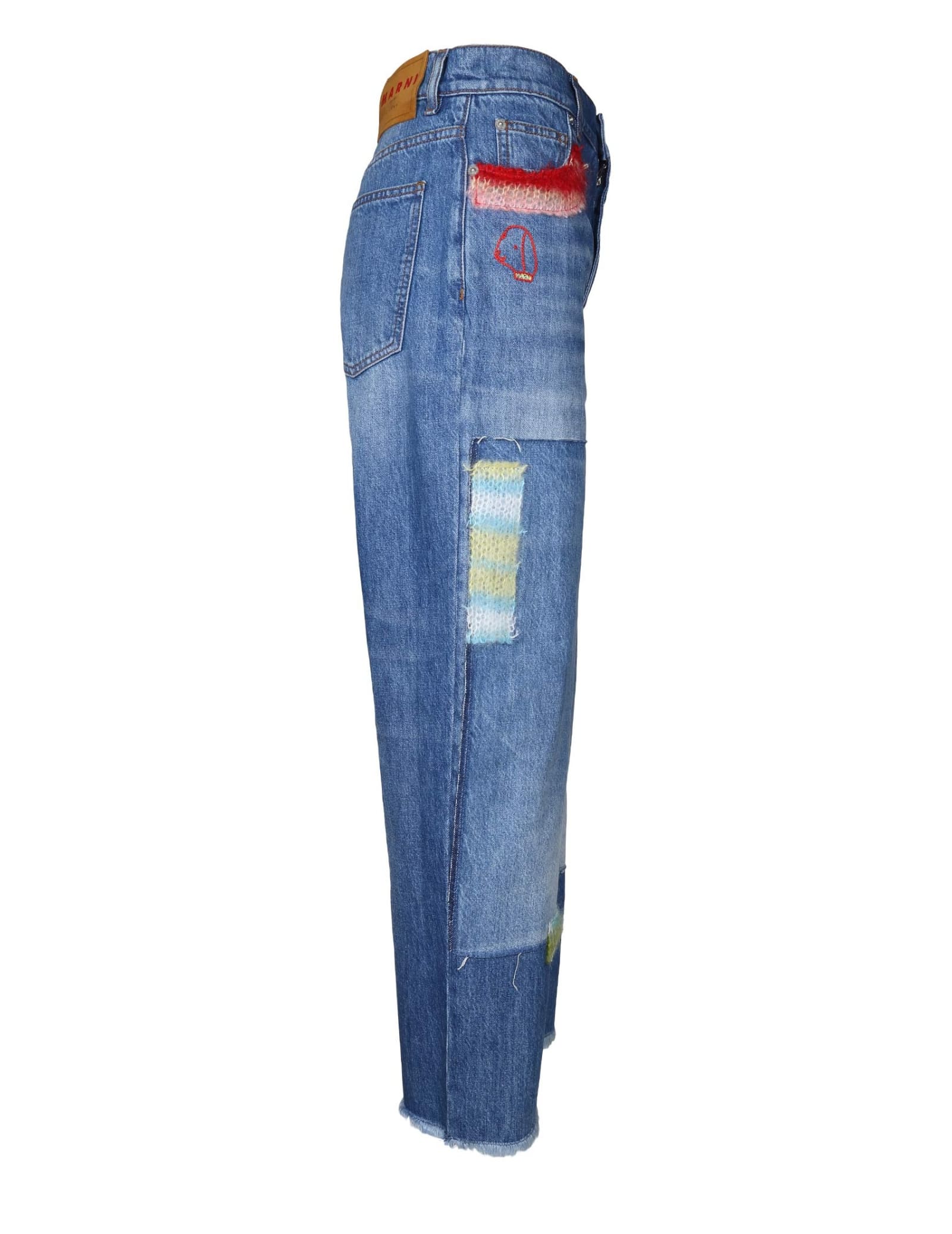 Shop Marni Jeans In Denim Biologico Con Toppe Applicate