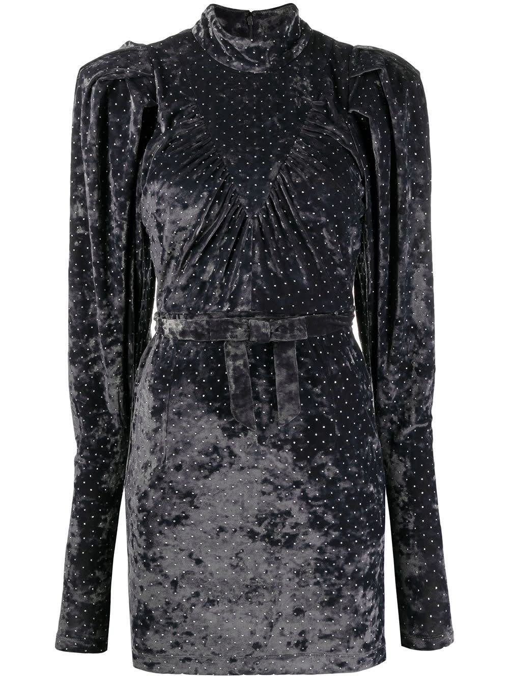 ROTATE BIRGER CHRISTENSEN IDA GRAY VELVET DRESS