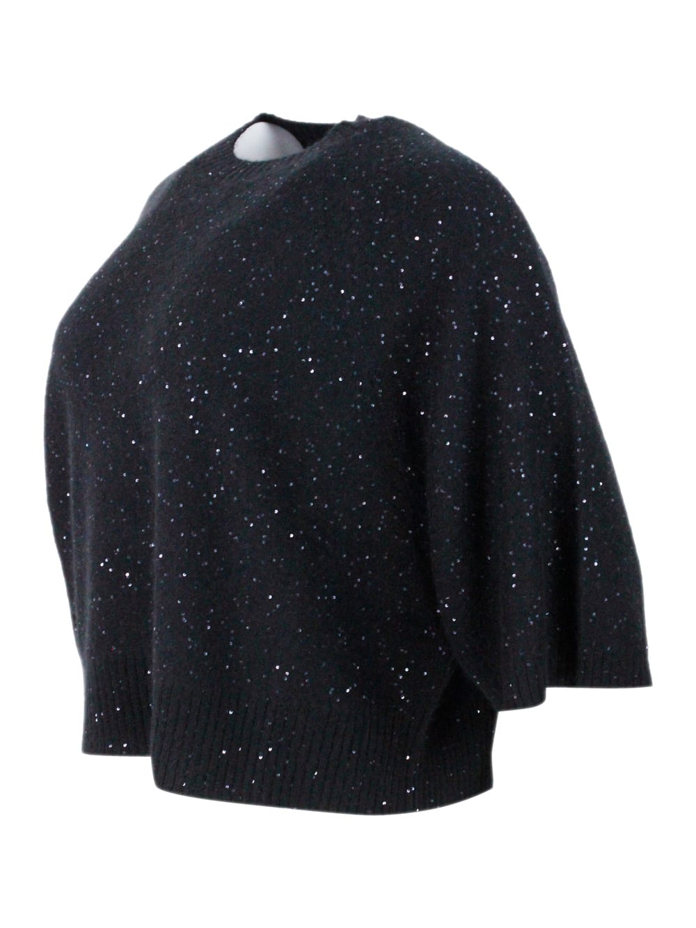 Fabiana Filippi Sequin-embellishment Ribbed Sweater In Black