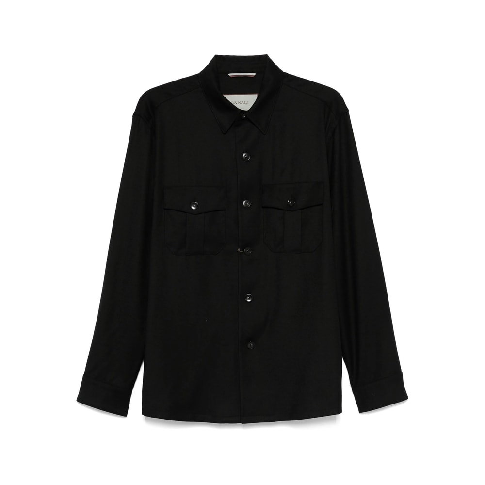 Canali Long-sleeved Casual Jacket In Black