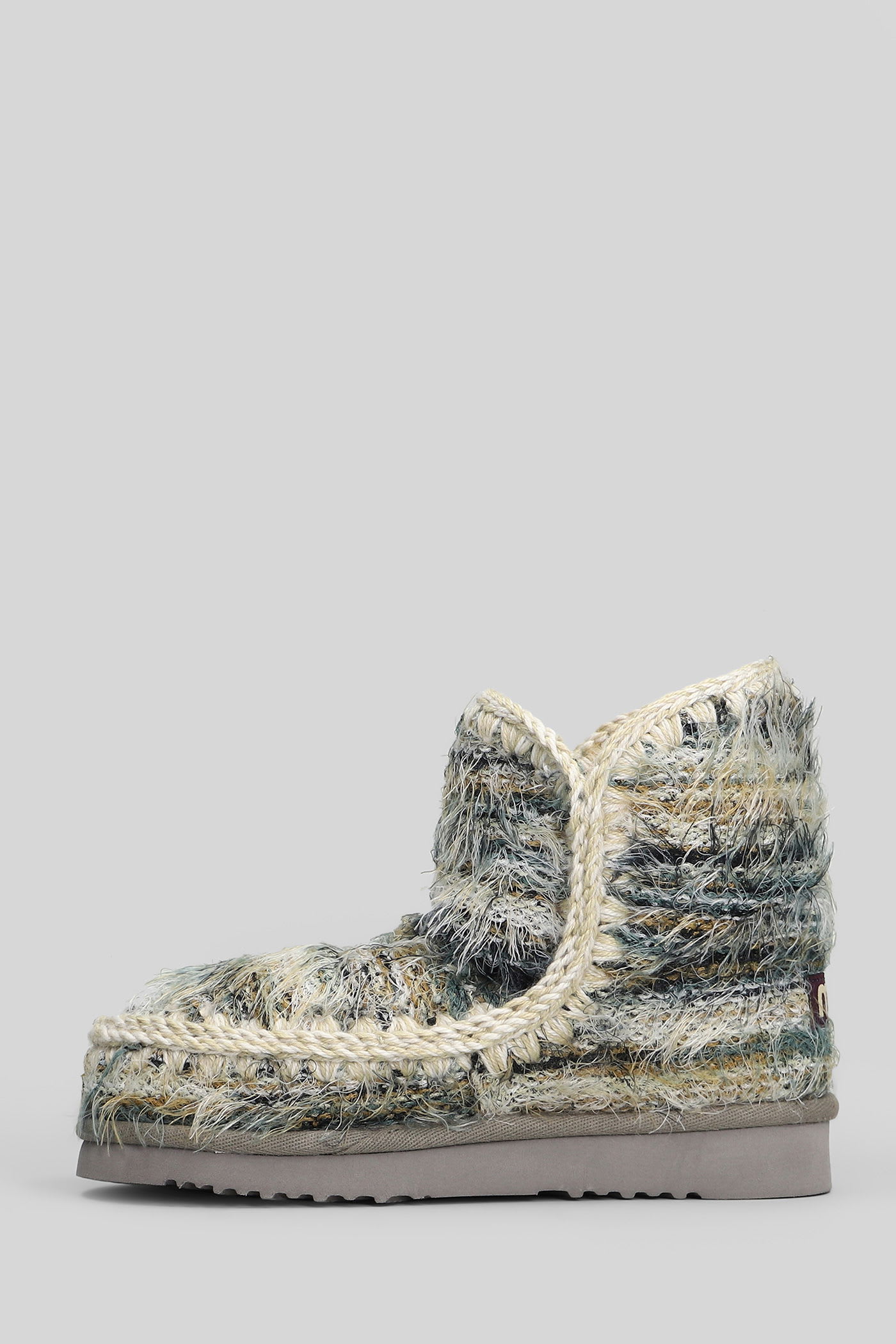 Mou Eskimo 18 Low Heels Ankle Boots In Khaki Suede In Multi
