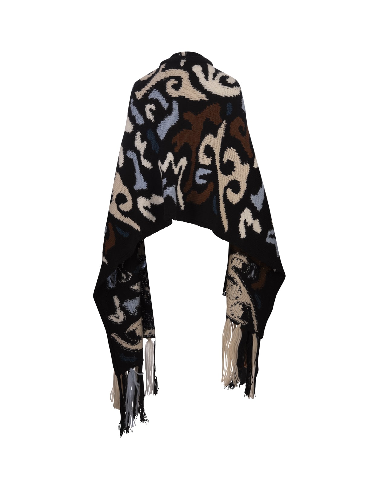 Shop Ermanno Scervino Alpaca Mix Scarf With Jacquard Pattern In Black