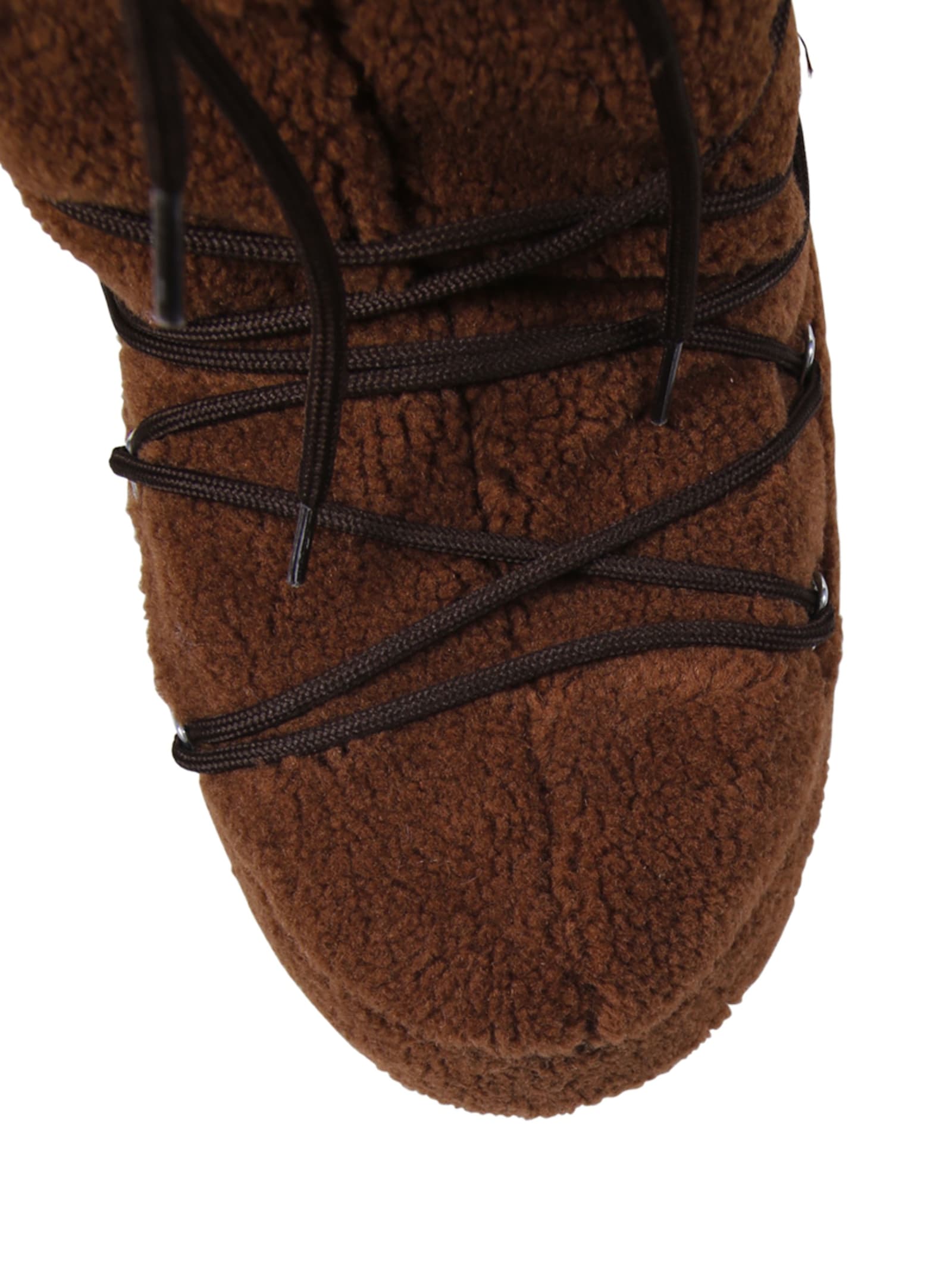 Moon Boot Logo Fleece Boot Flat Sole In Brown
