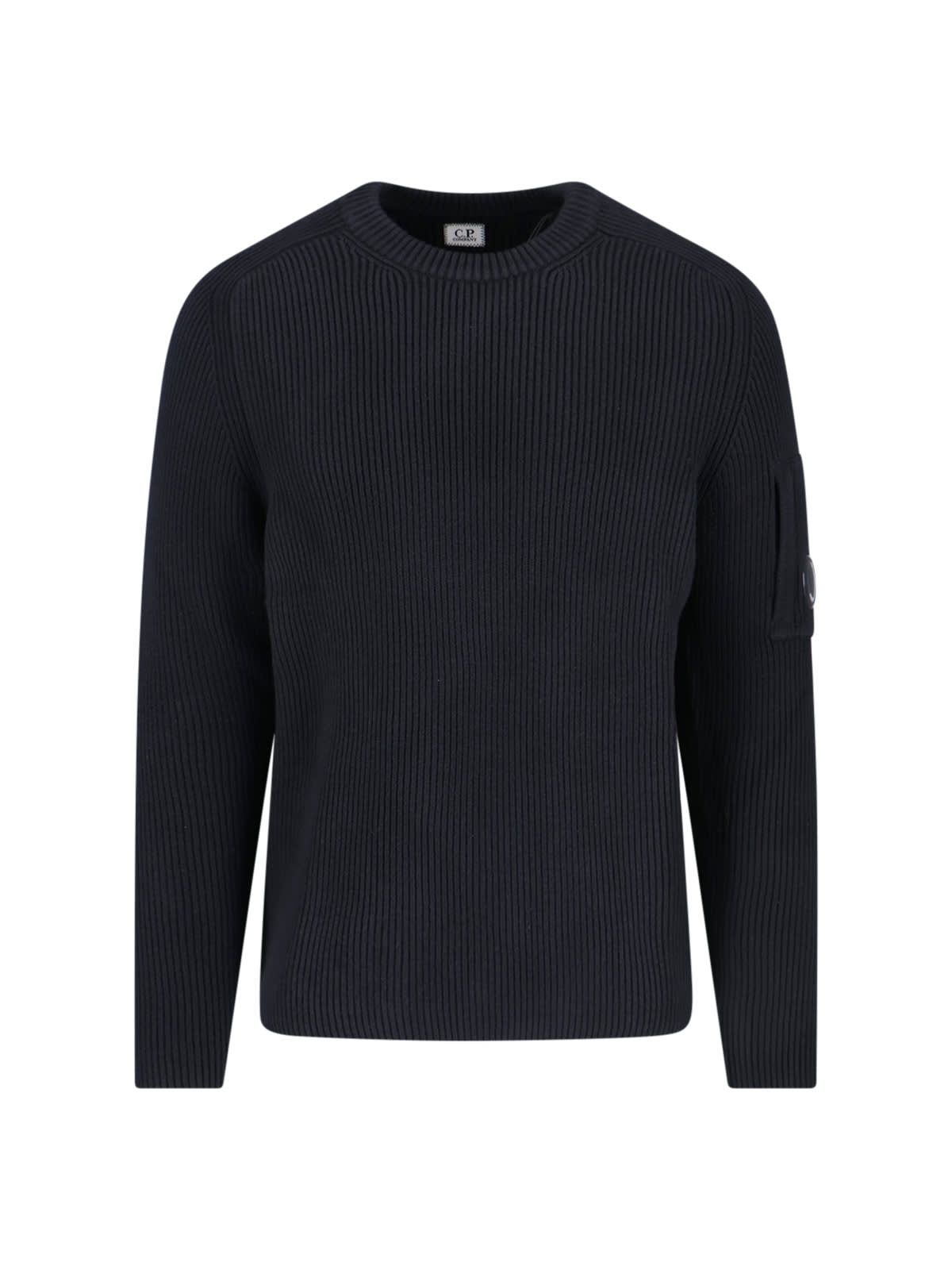 C.p. Company Logo Crewneck Sweater In Black