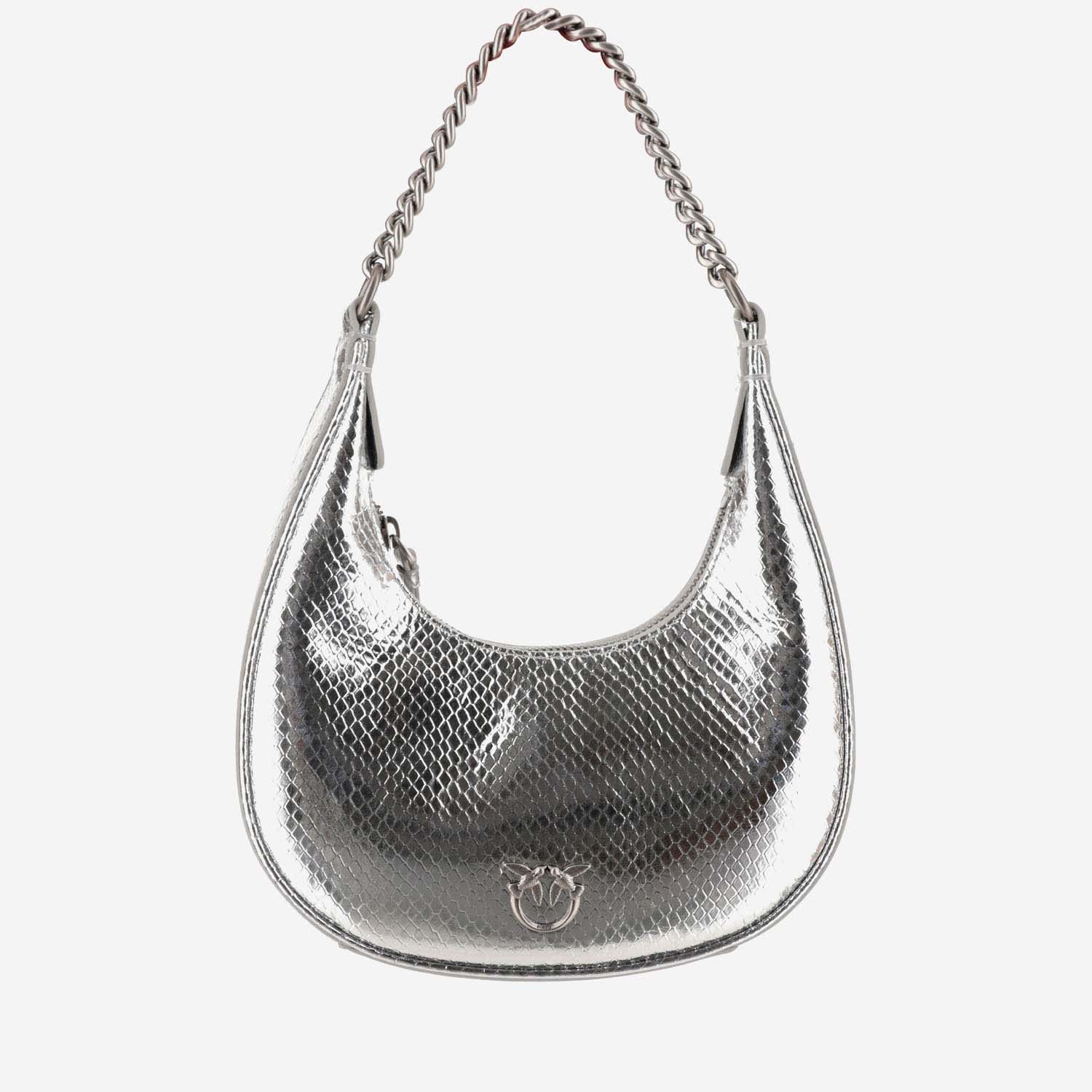 Pinko Mini Brioche Hobo Bag In Silver