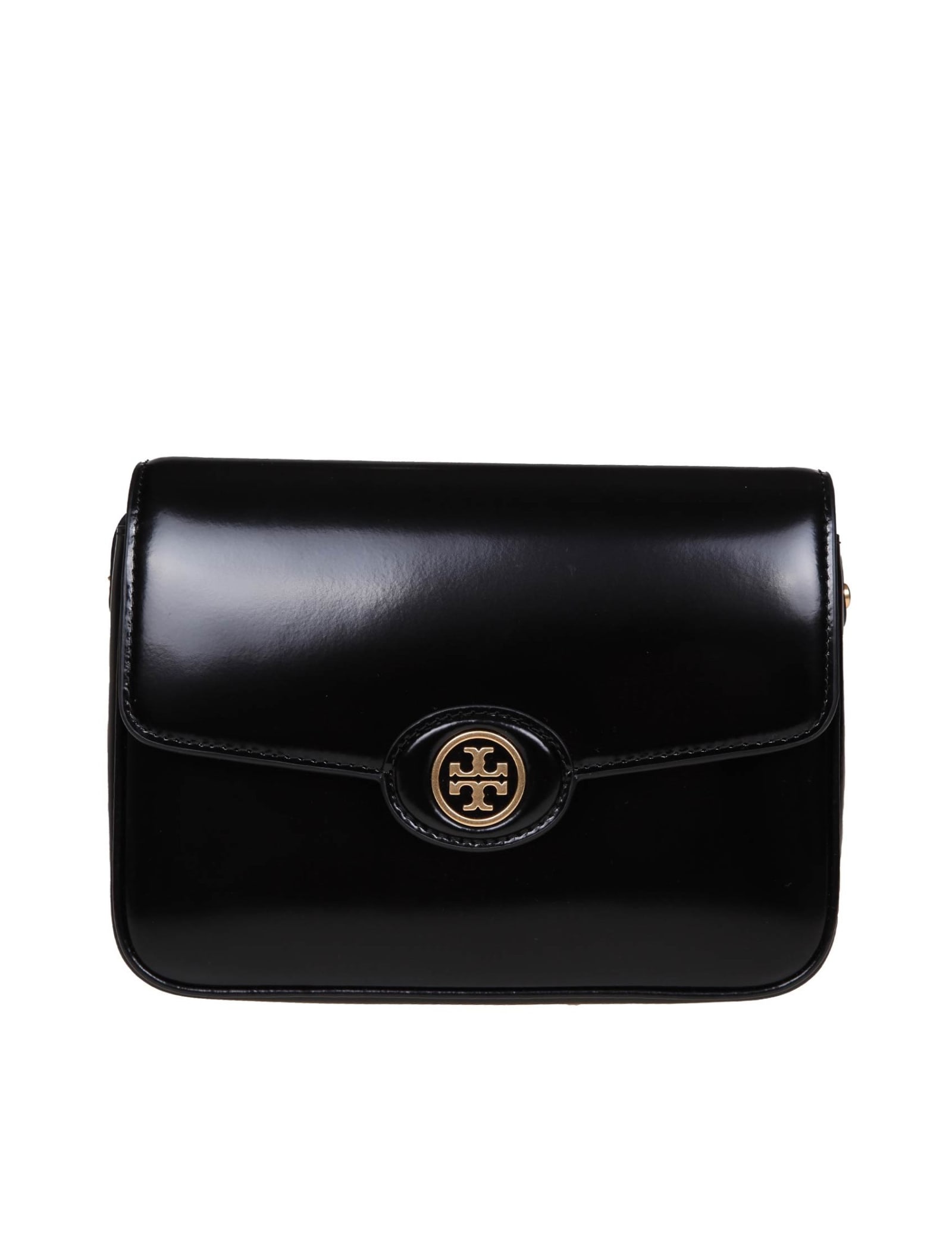 Shop Tory Burch Robinson Bag In Brushed Leather Color Black