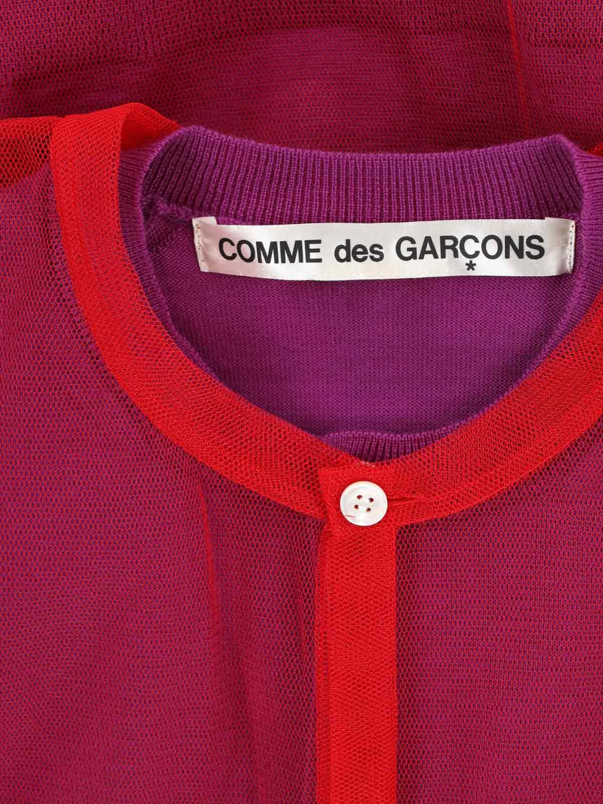 Comme Des Garçons Crewneck Knitwear With Long Sleeves And Sheer Fabric In Purple