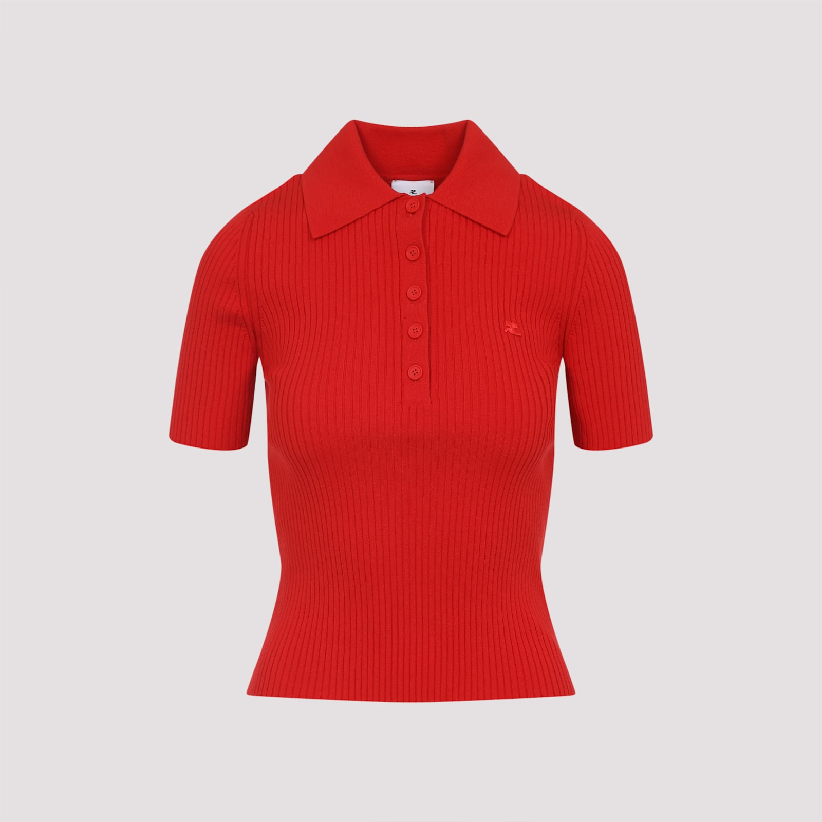 Courrèges Red Viscosa Blend Polo Shirt In Red