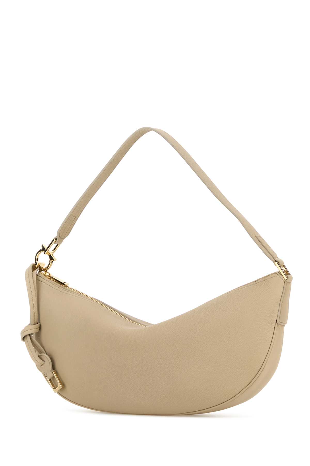Shop Ferragamo Sand Leather Shoulder Bag In Stonatbia