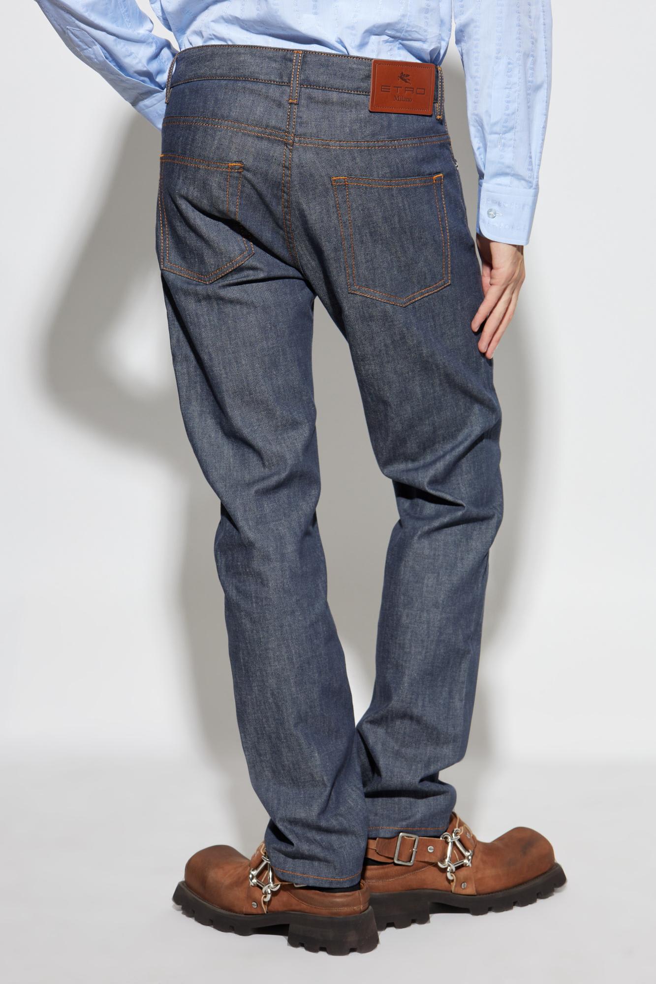 Etro Belt Loop Denim Trousers In Blue