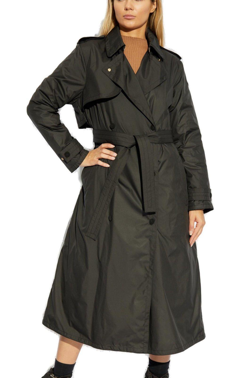 Shop Moncler Barbentane Belted Trench Coat In Black