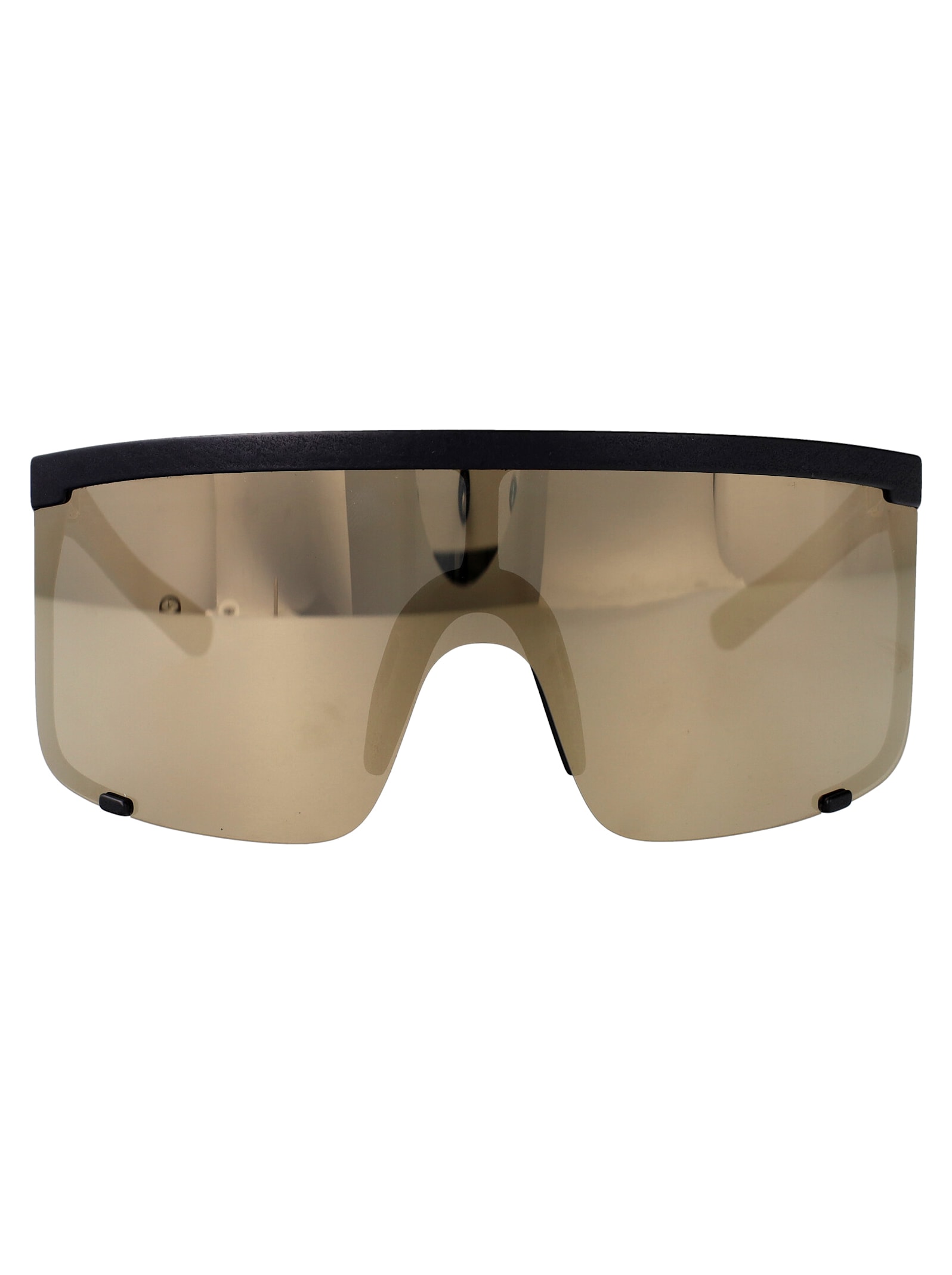 Mykita Md1 Pitch Black Gold Shield Acetate Sunglasses In Black