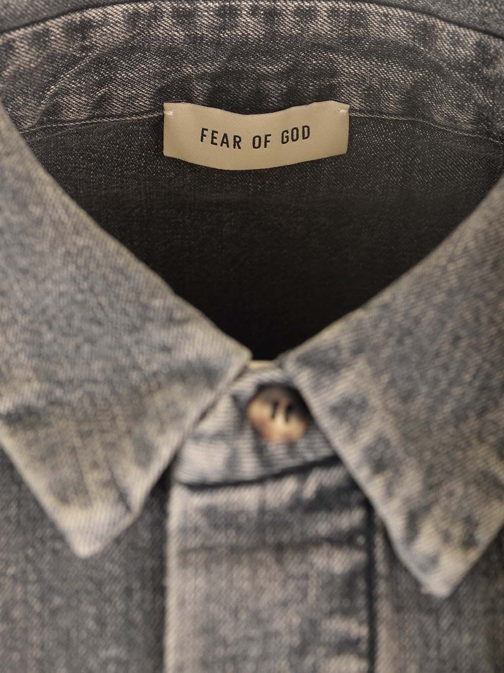 Shop Fear Of God Vented Denim Shirt In Black