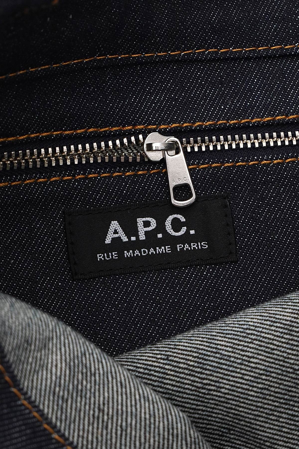 Shop Apc Axel Small Denim Tote Bag In Dark Navy (blue)