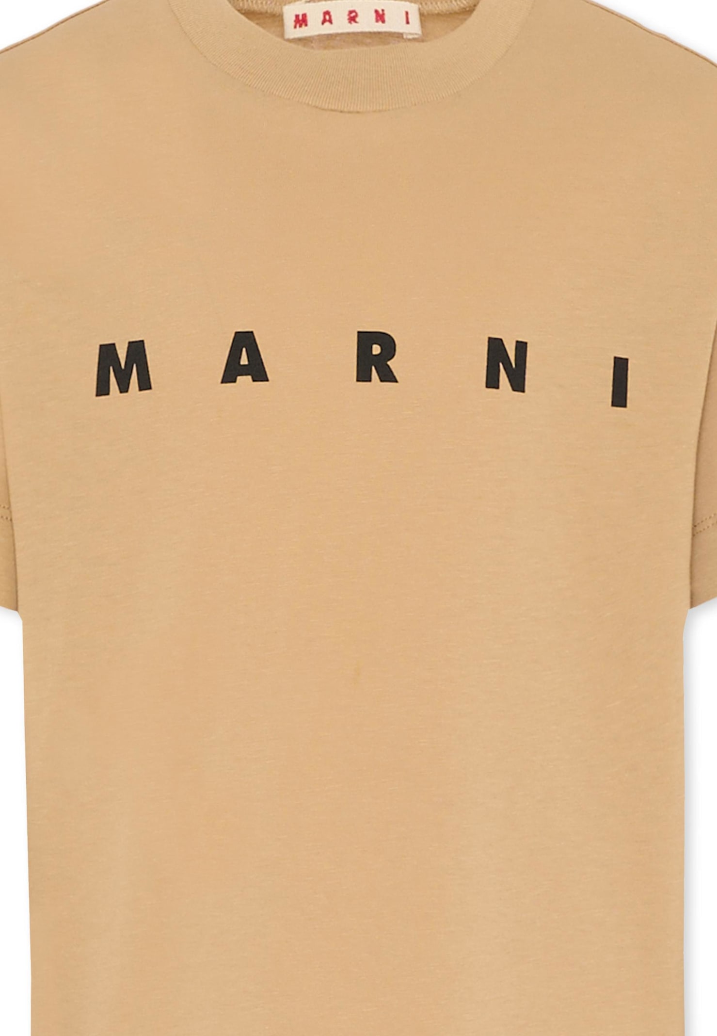 Marni Beige T-shirt For Kids With Logo In Neutral