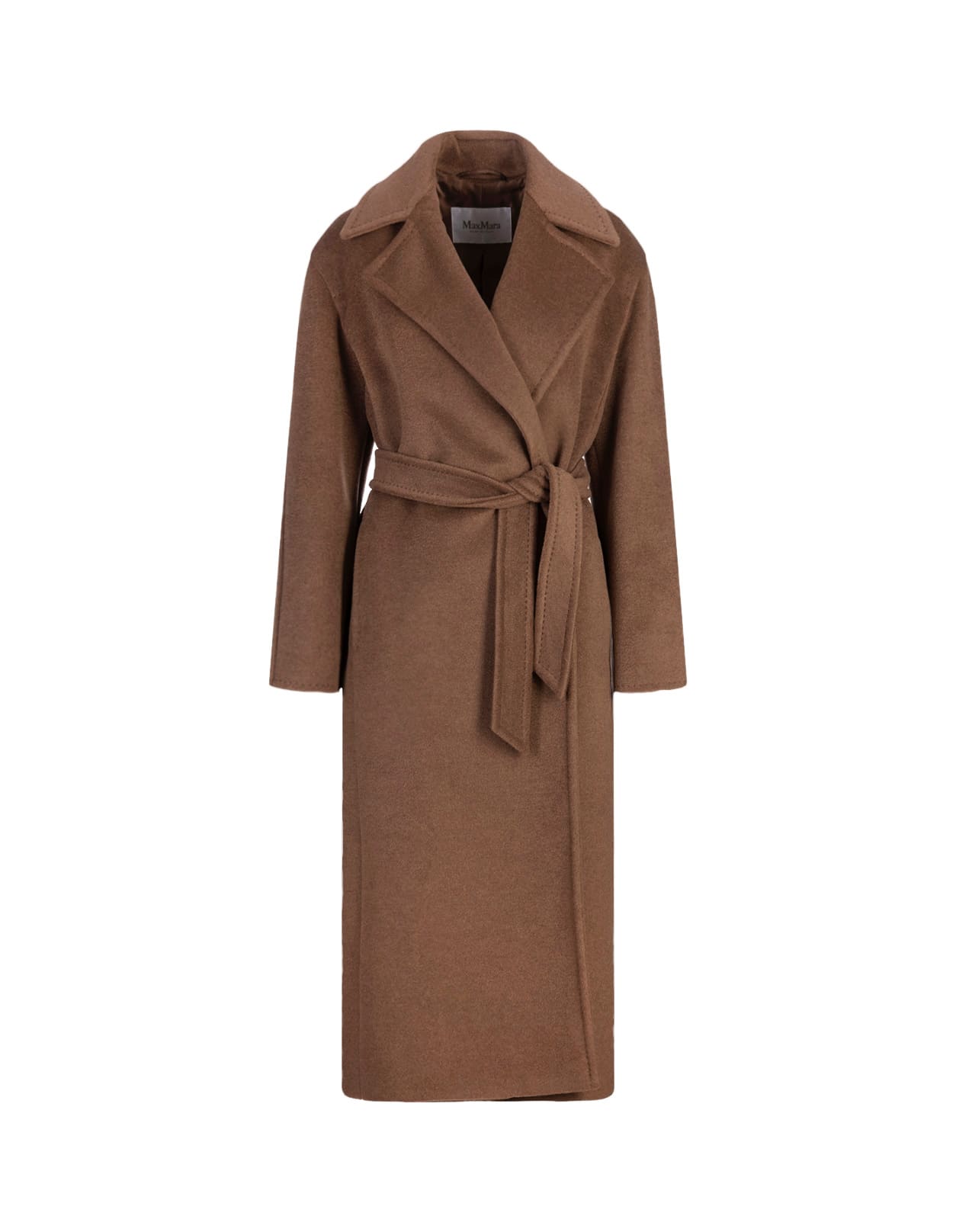 Shop Max Mara Light Brown Fragore Coat In Leather Brown