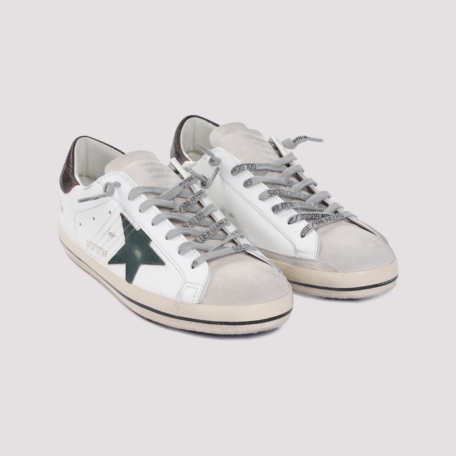 Shop Golden Goose Superstar Sneakers In White Seedpearl Green Brown