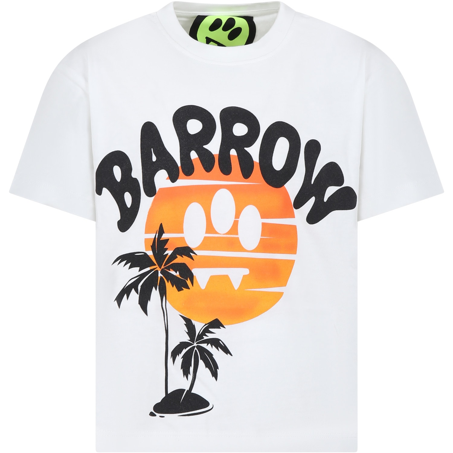 Barrow Kids' White T-shirt For Boy With Logo In Bianco