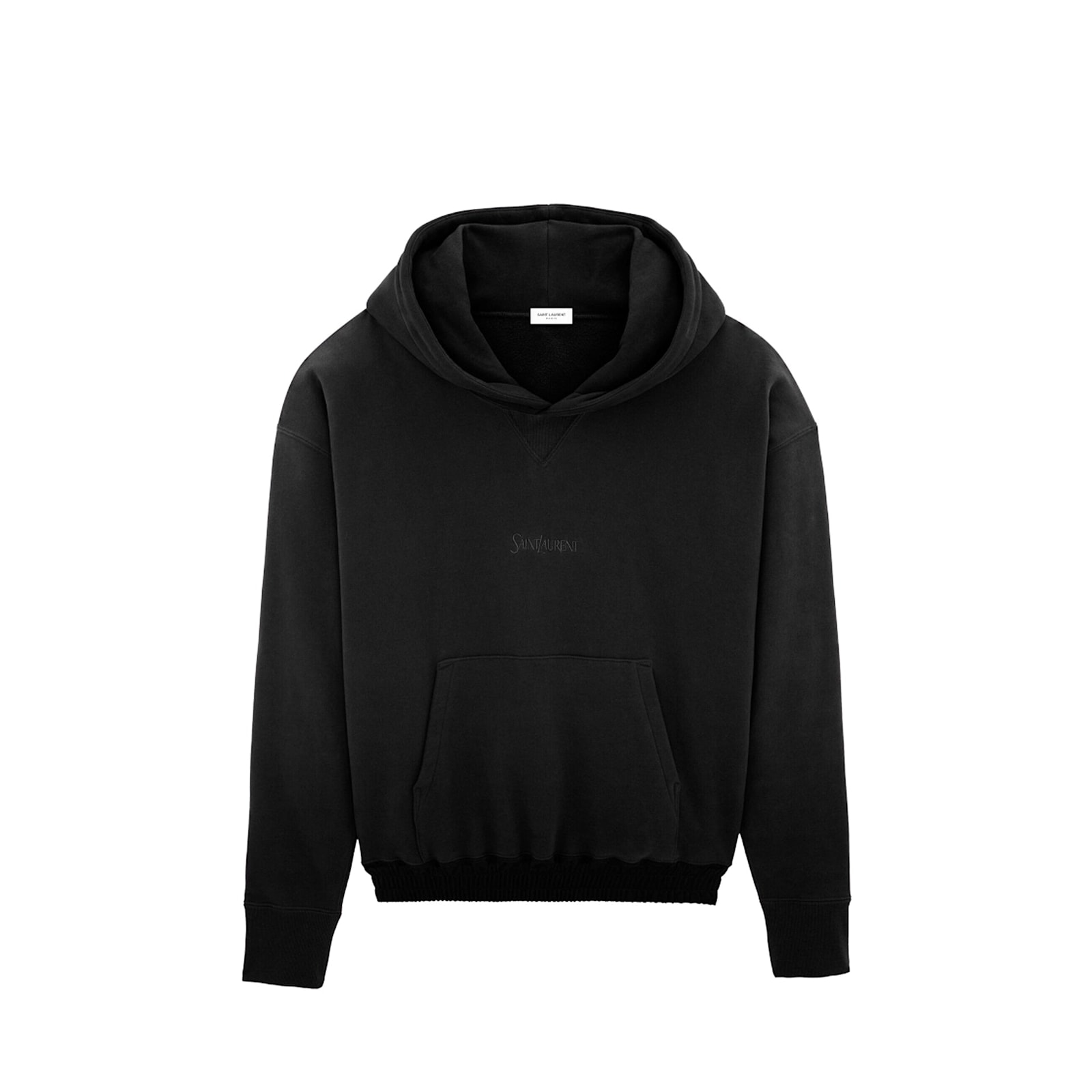 Shop Saint Laurent Hooded Cotton Sweatshirt In Black