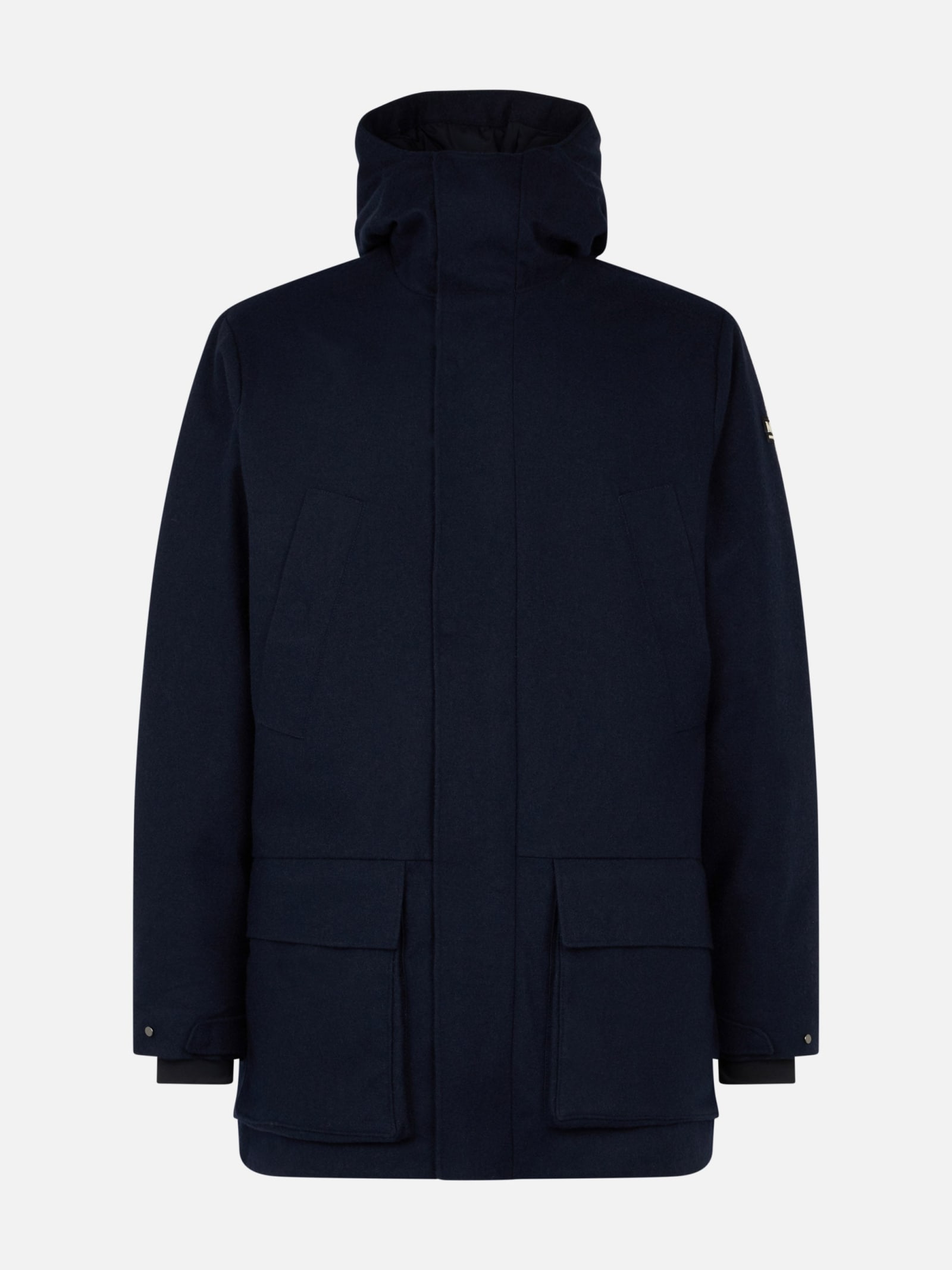 Shop Mc2 Saint Barth Man Hooded Blue Parka Jacket