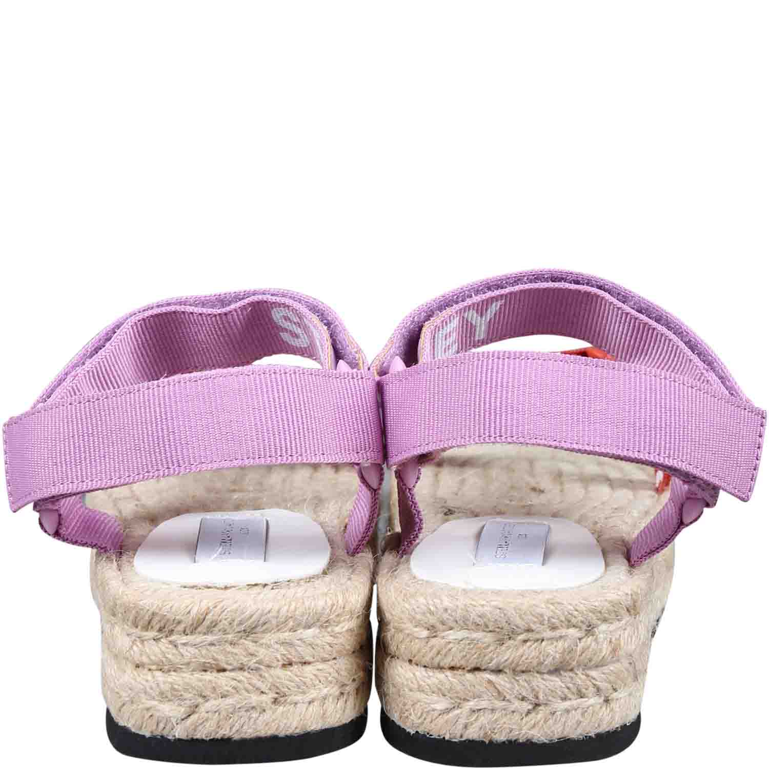 Shop Stella Mccartney Beige Sandals For Girl With Logo In Multicolor