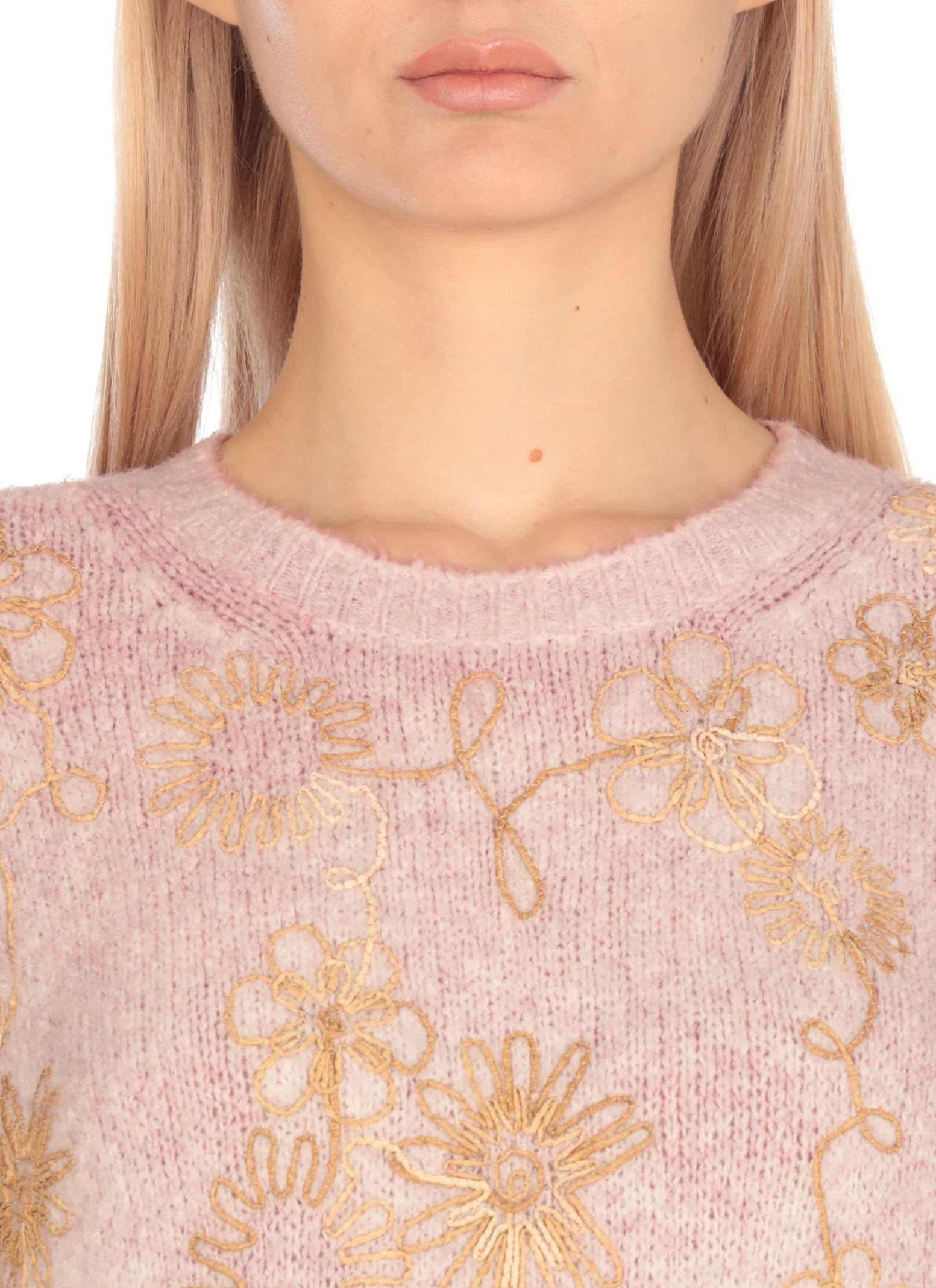 Avant Toi Embossed Floral Pattern Cotton Sweater In Purple