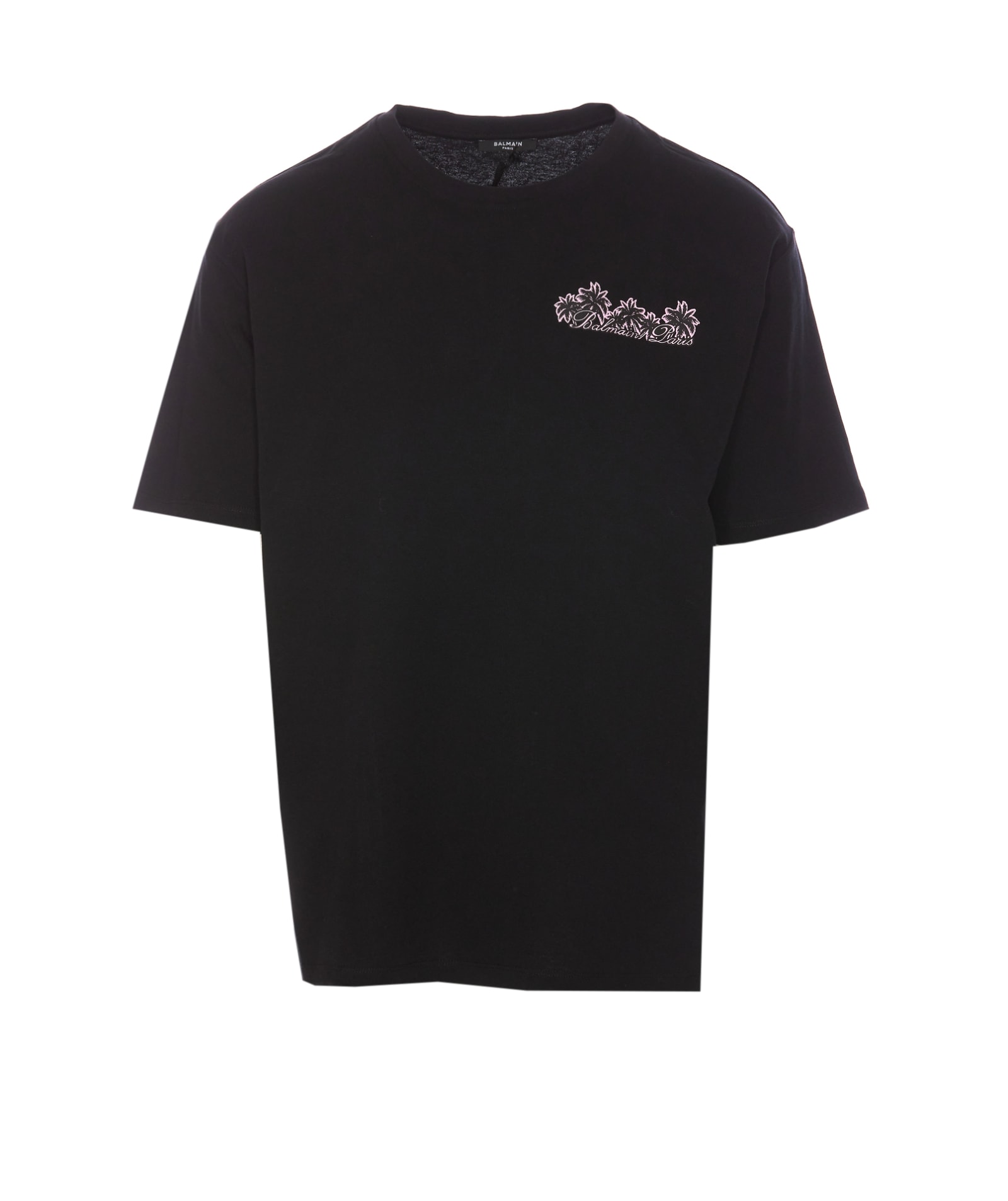 Shop Balmain Club  Signature T-shirt In Black