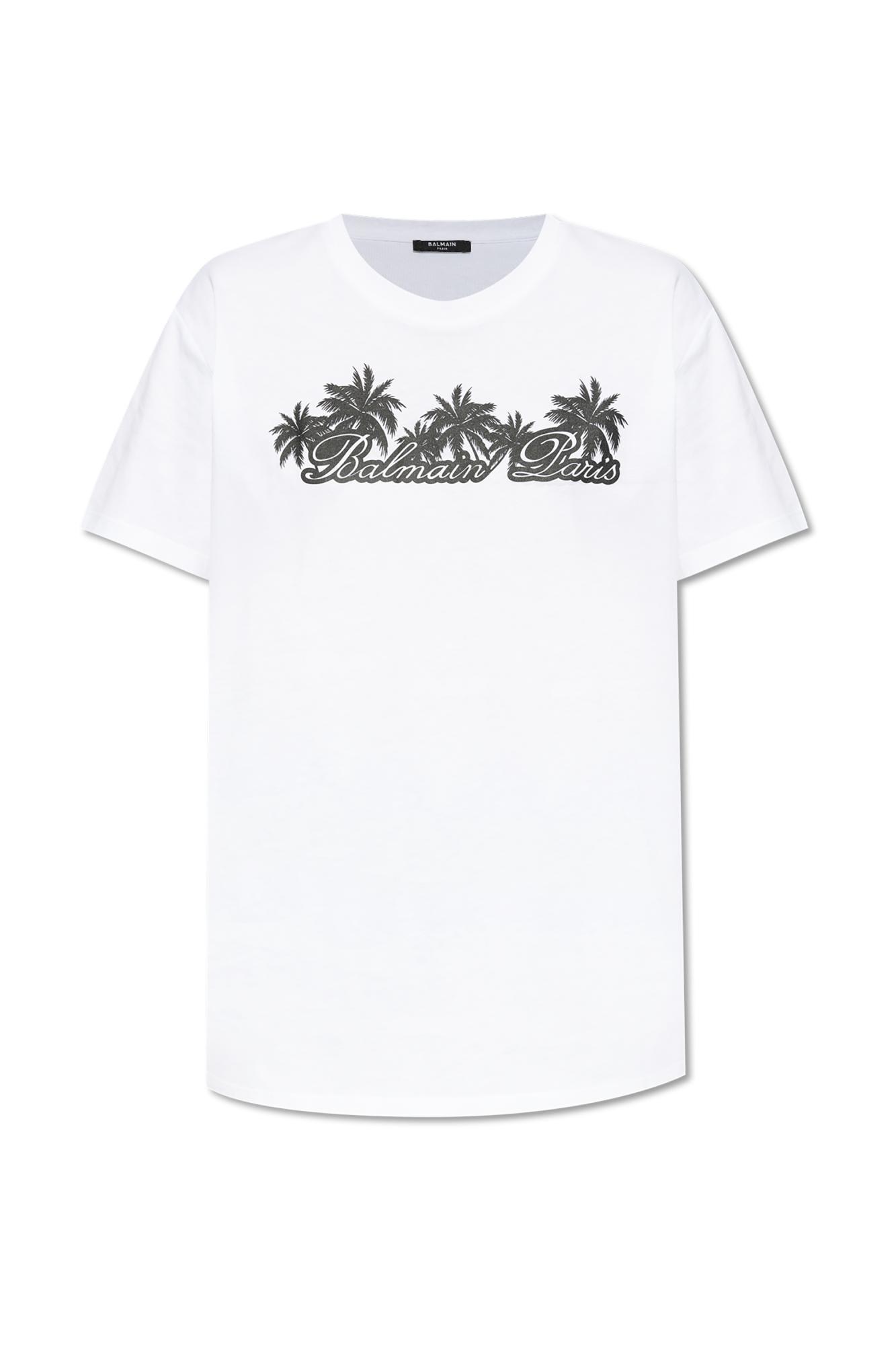 Shop Balmain T-shirt With Logo In Blanc/noir