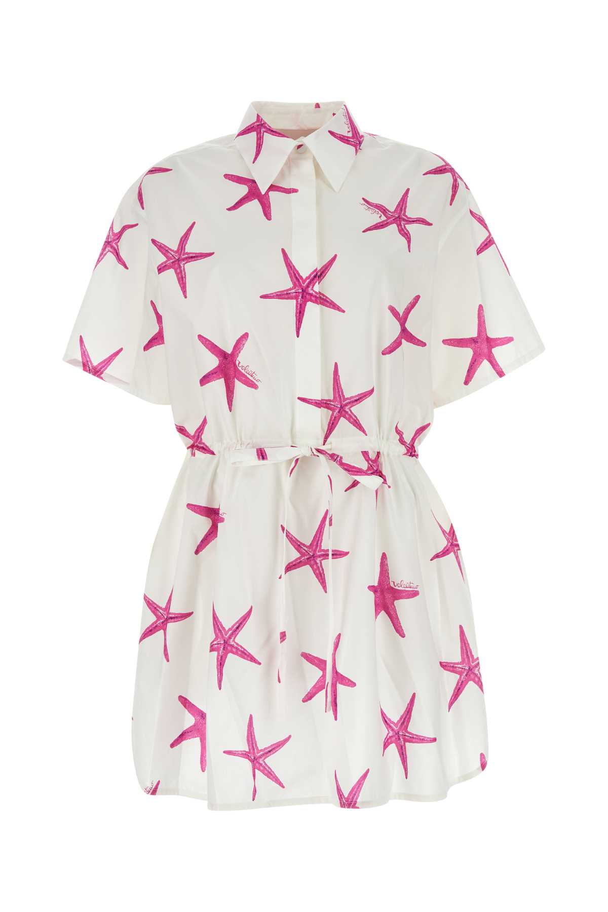 Shop Valentino Printed Poplin  Garavani Escape Mini Dress In Avoriopinkpp