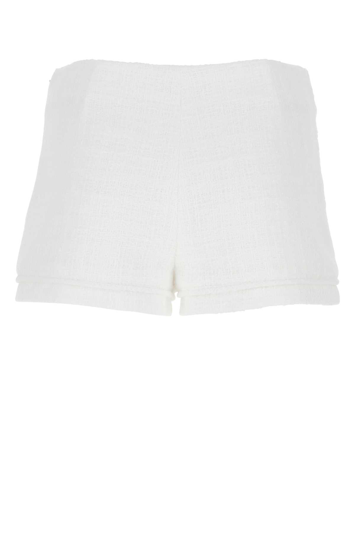 Shop Valentino White Cotton Couture Tweed Shorts In Biancoottico