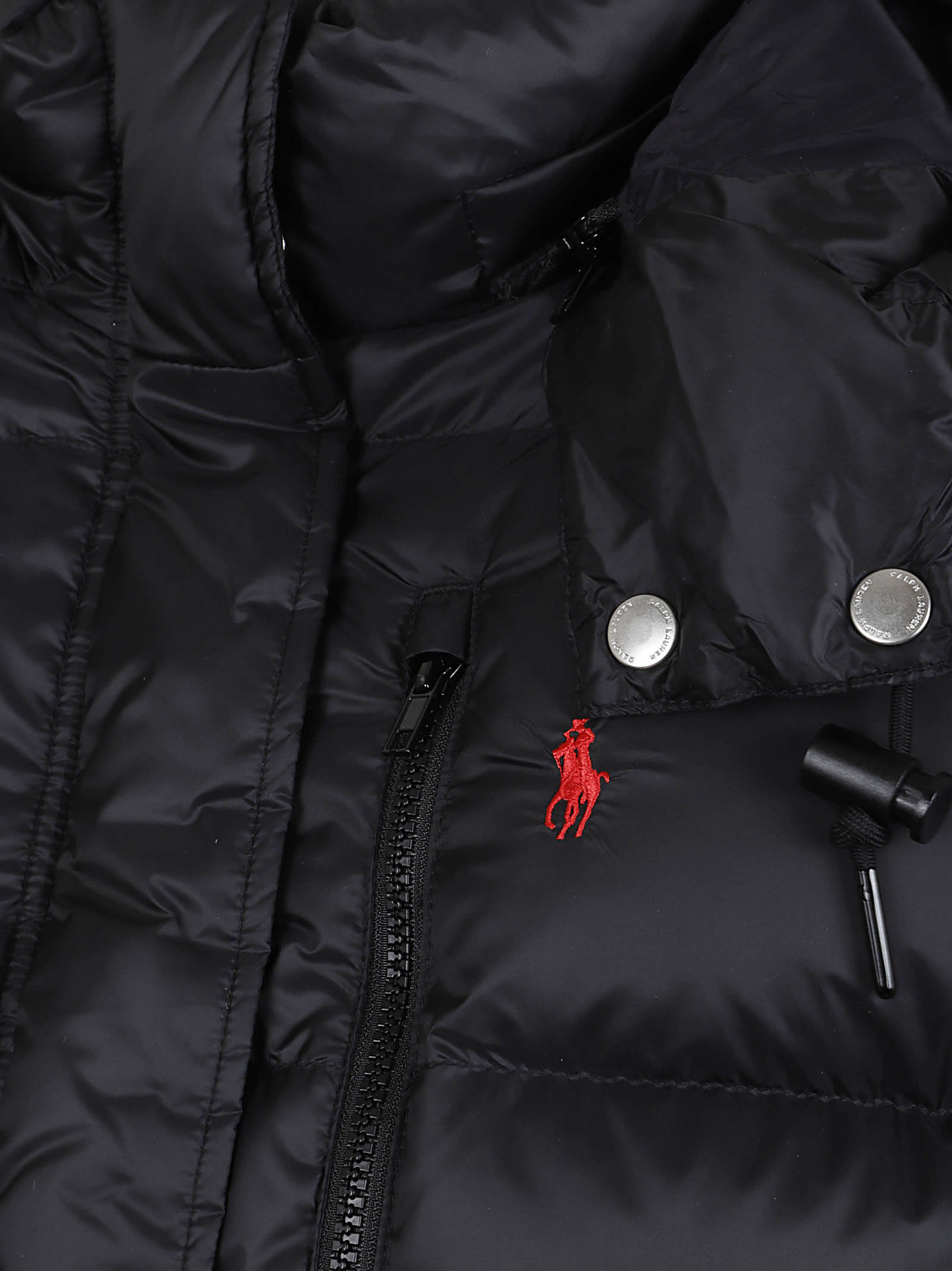 Polo Ralph Lauren Water-repellent Quilted Down Jacket With Detachable Hood Clothing In Black
