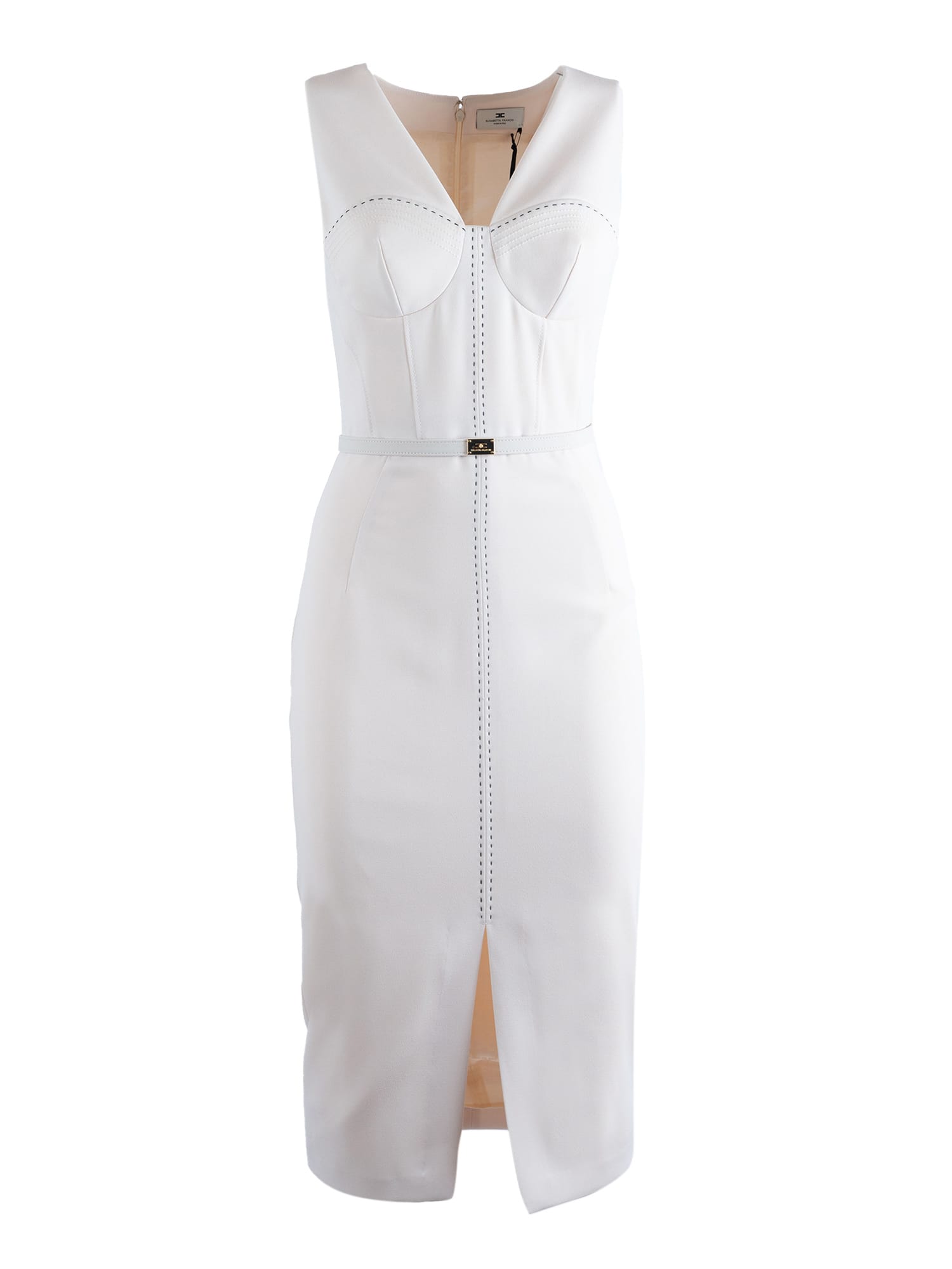 Elisabetta Franchi Womens Dress With Belt In White