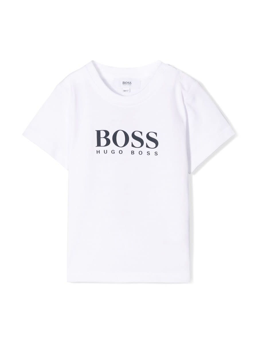 Hugo Boss White T-shirt For Baby Boy With Logo In White