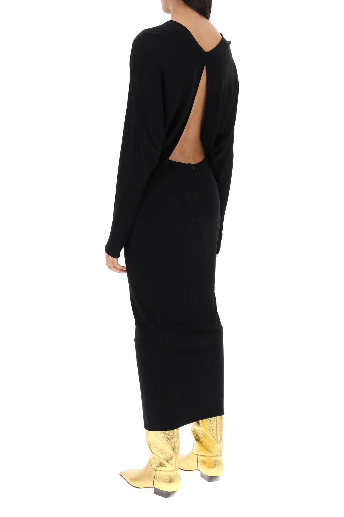 Shop Khaite Trina Stretch-crepe Long Dress In Black