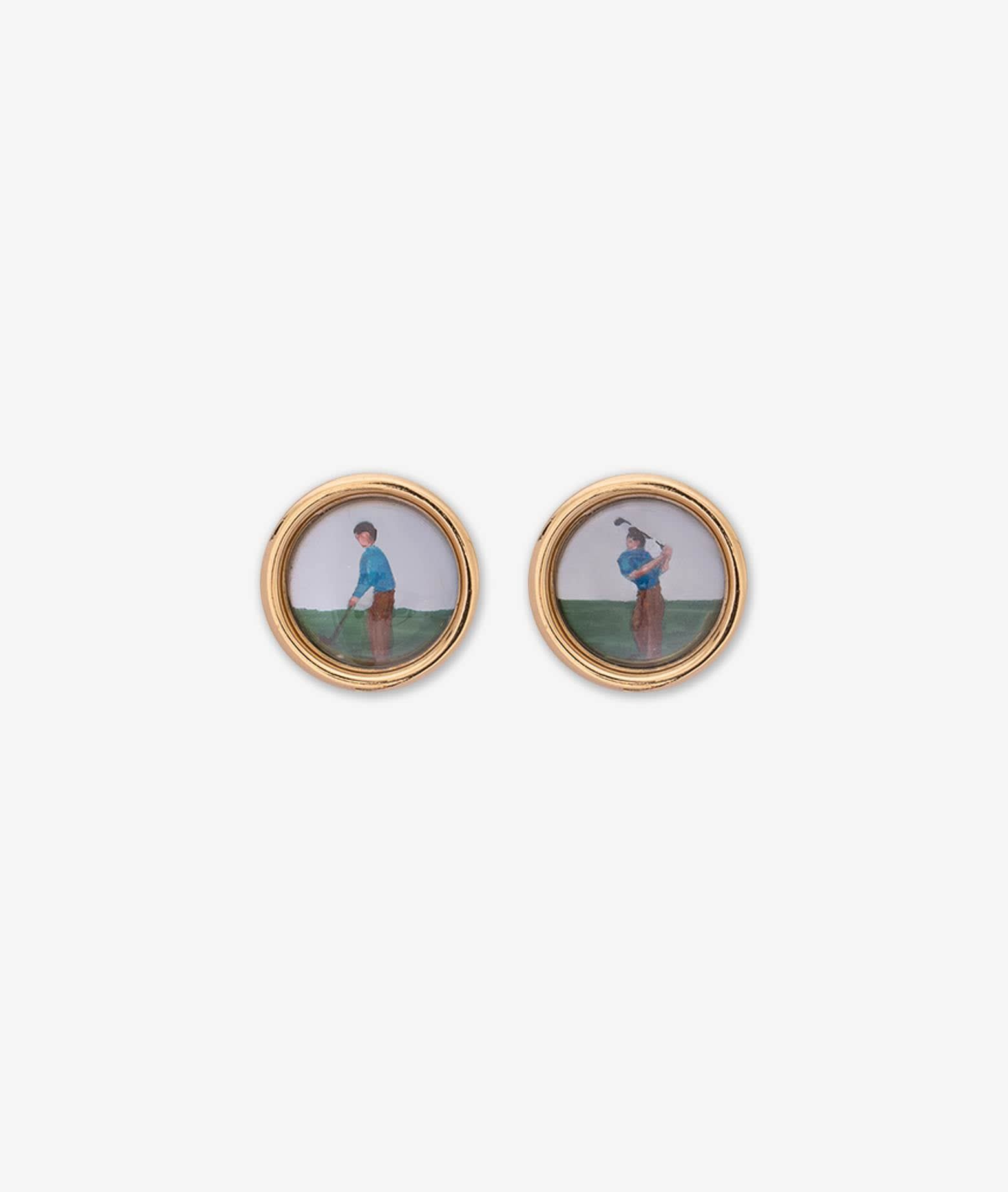 Shop Larusmiani Cufflinks With Golfer Cufflinks In Neutral