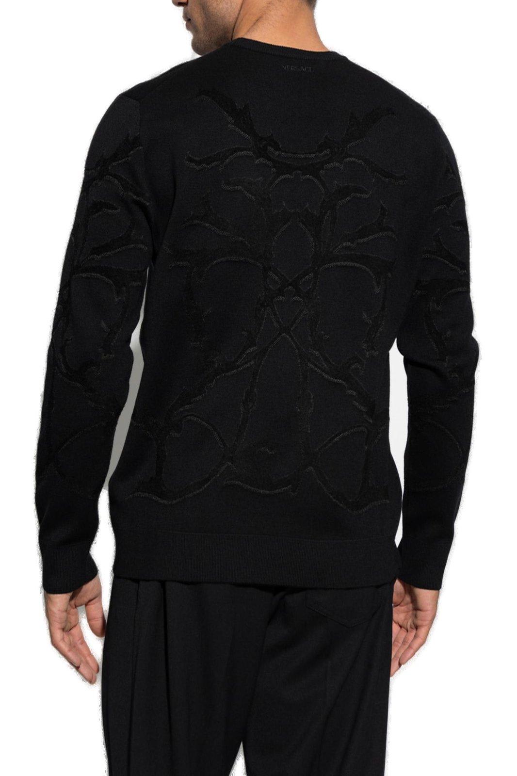 Shop Versace Long-sleeved Crewneck Jumper In Black