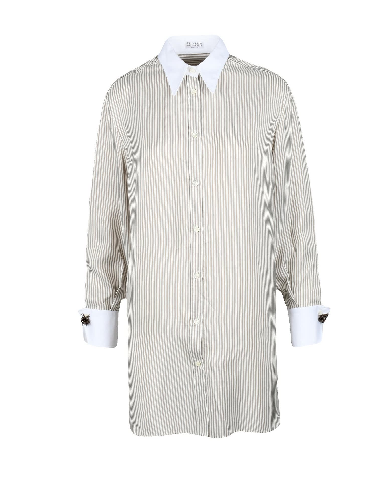 Brunello Cucinelli Womens White/ Beige Shirt