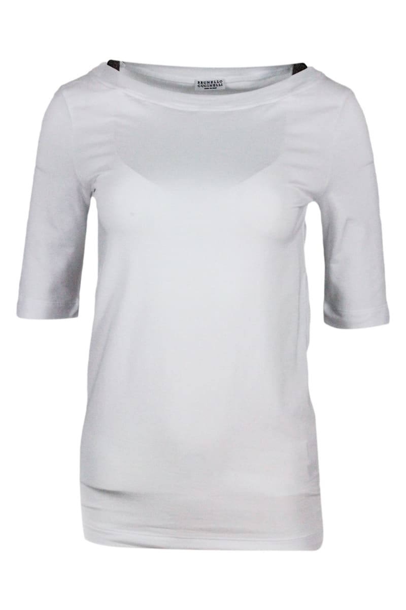 Short-sleeved T-shirt In Stretch Cotton